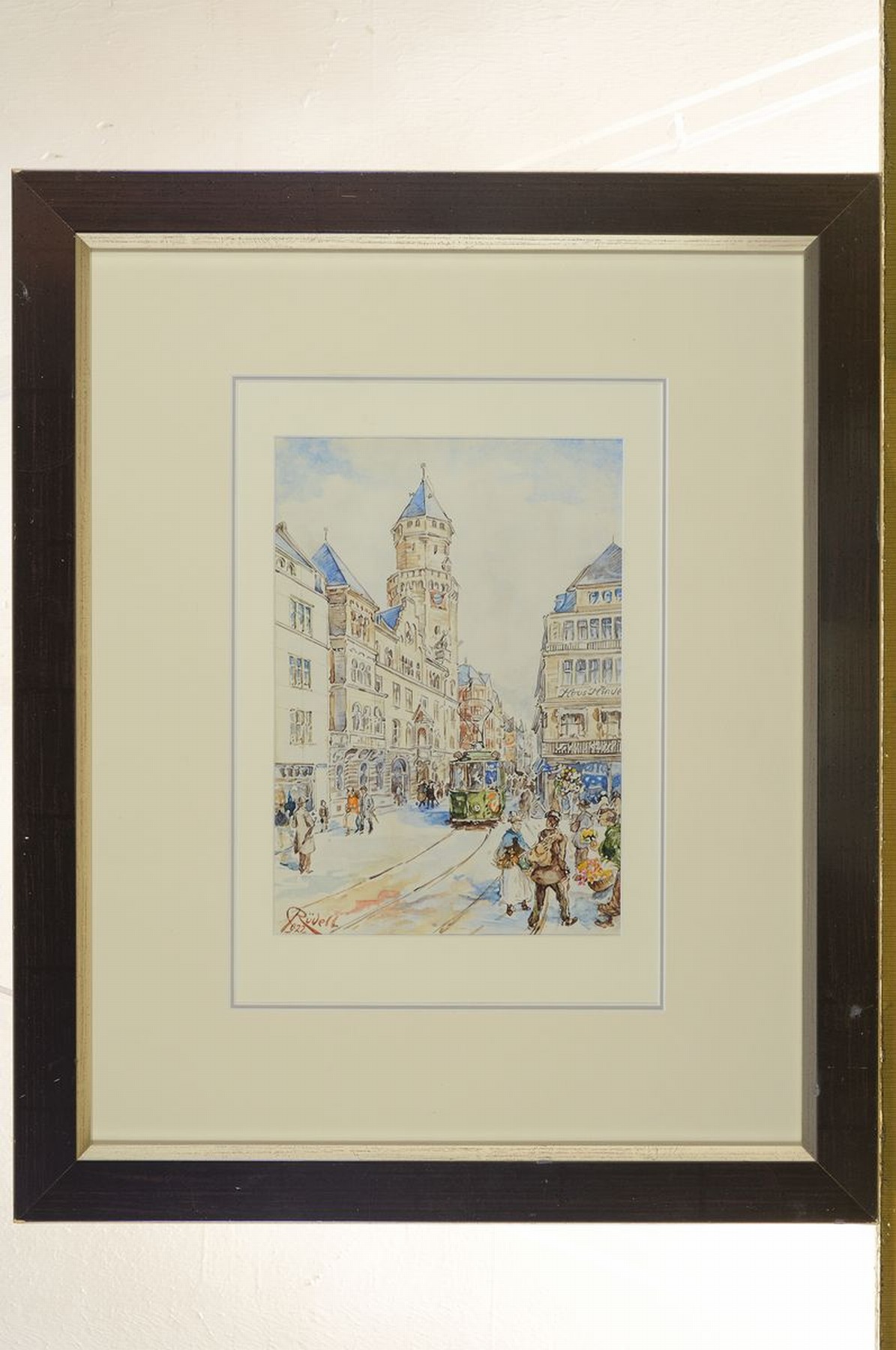 Detail k: Carl Rüdell, 1855 Trier-1939 Köln, deutscher Aquarellmaler und Architekt, bekannt für seine Motive aus Köln und dem Rheinland, hier: Der Neumarkt ...