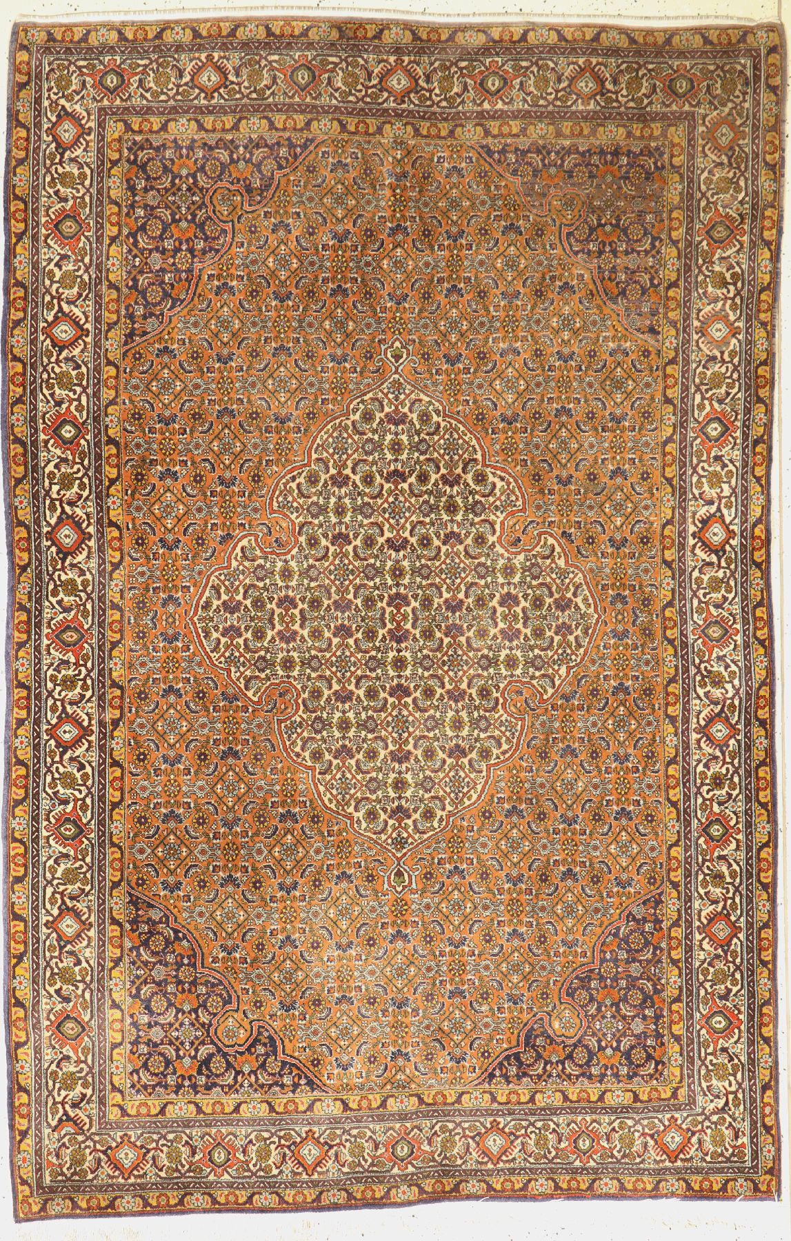 Bidjar Kork fein, Persien, ca. 40 Jahre, Korkwolle, ca. 214 x 140 cm, Reinigungsbedürftig, EHZ: 2