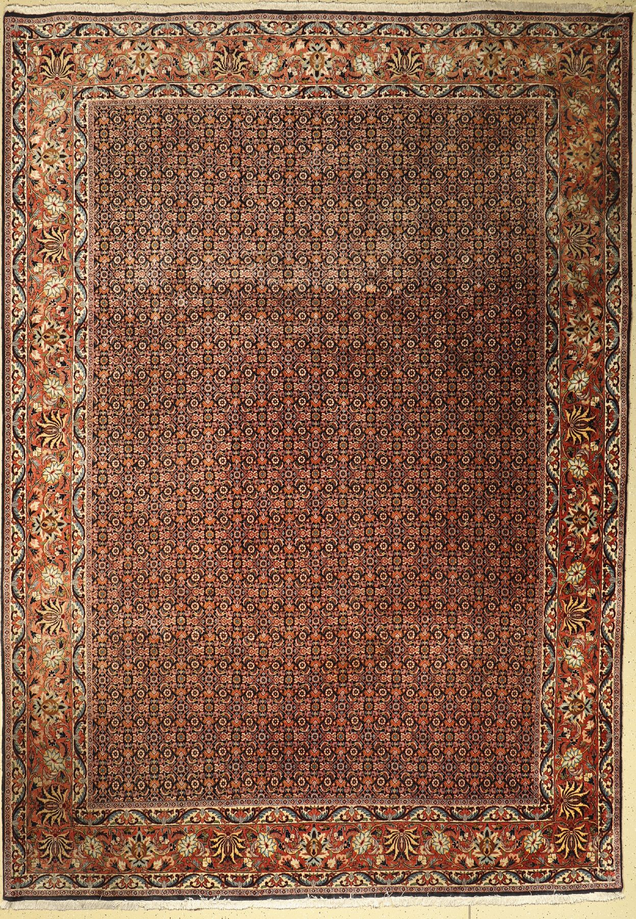 Bidjar Kork fein, Persien, ca. 50 Jahre, Korkwolle, ca. 355 x 251 cm, Reinigungsbedürftig, EHZ: 2