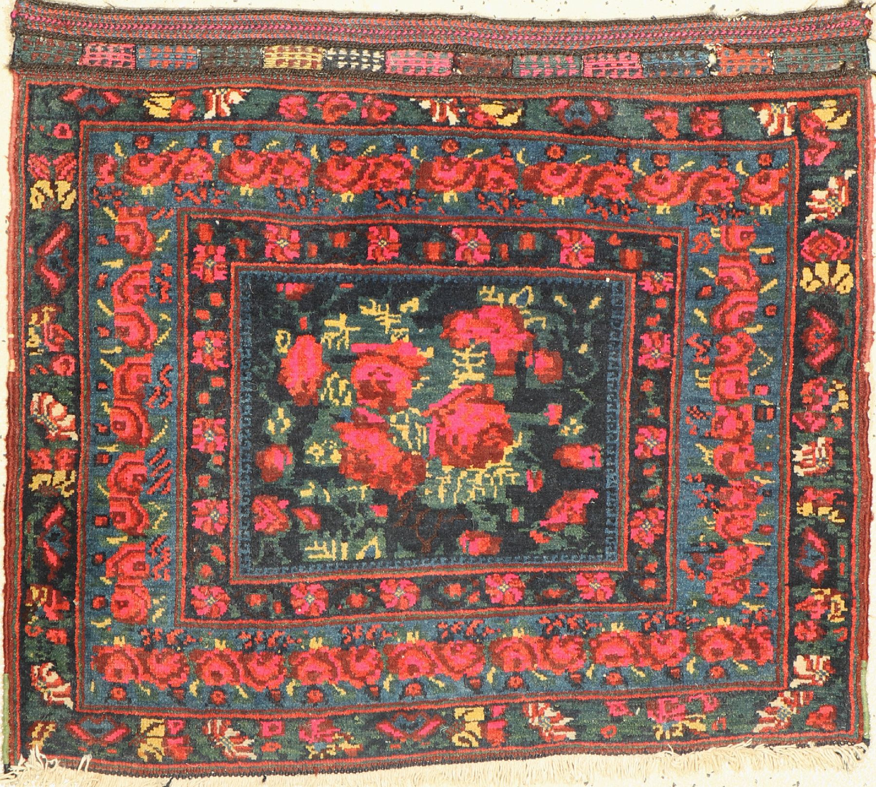 Afschar Taschenfront, Persien, um 1950, Wolle auf Baumwolle, ca. 80 x 72 cm, EHZ: 2