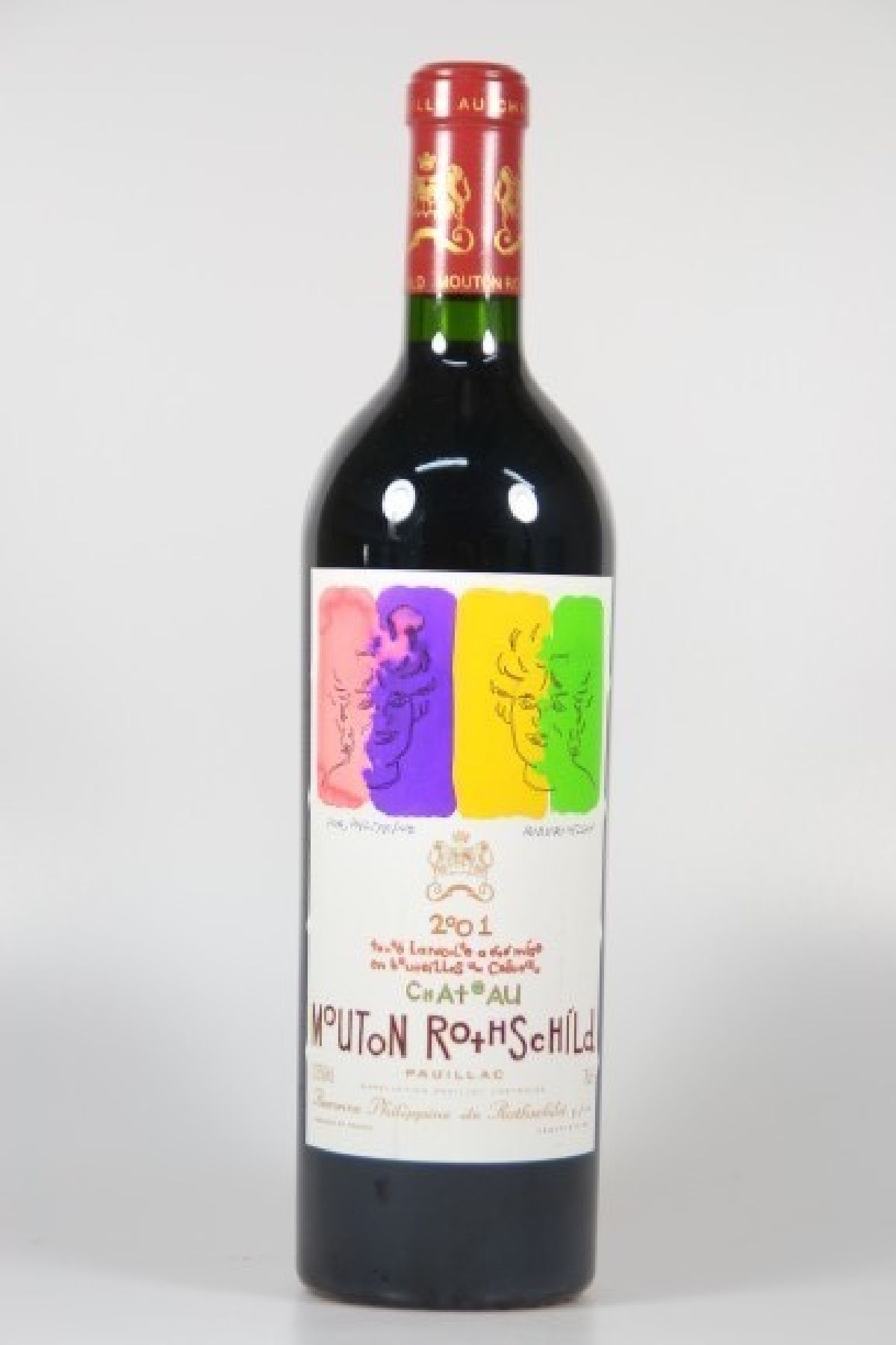1 Flasche Chateau Mouton Rothschild, 2001, Künstleretikett Robert Wilson, 75ml, orig. verkorkt und unverkostet