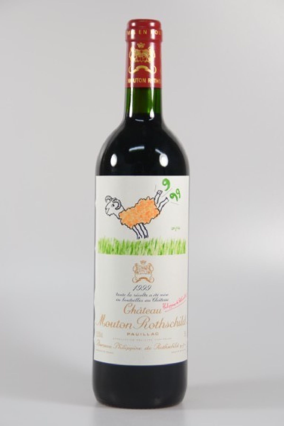 1 Flasche Chateau Mouton Rothschild, 1999, Künstleretikett Savignac, 75ml, orig. verkorkt und unverkostet
