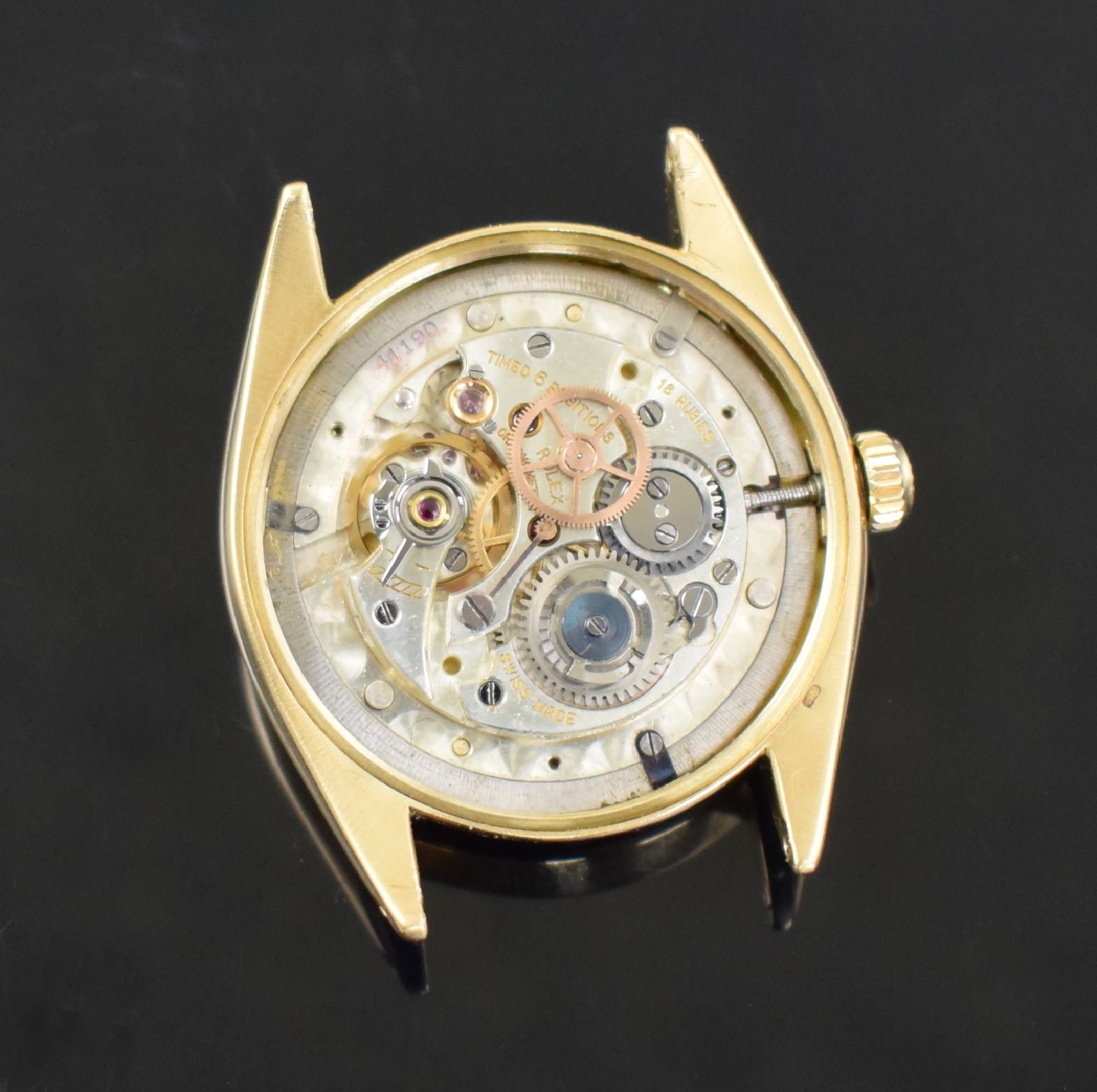Detail l: ROLEX bedeutende & extrem seltene Chronometer Herrenarmbanduhr Oyster Perpetual Bubble Back mit einzigartigem Cloissoné-Emailzifferblatt Referenz ...
