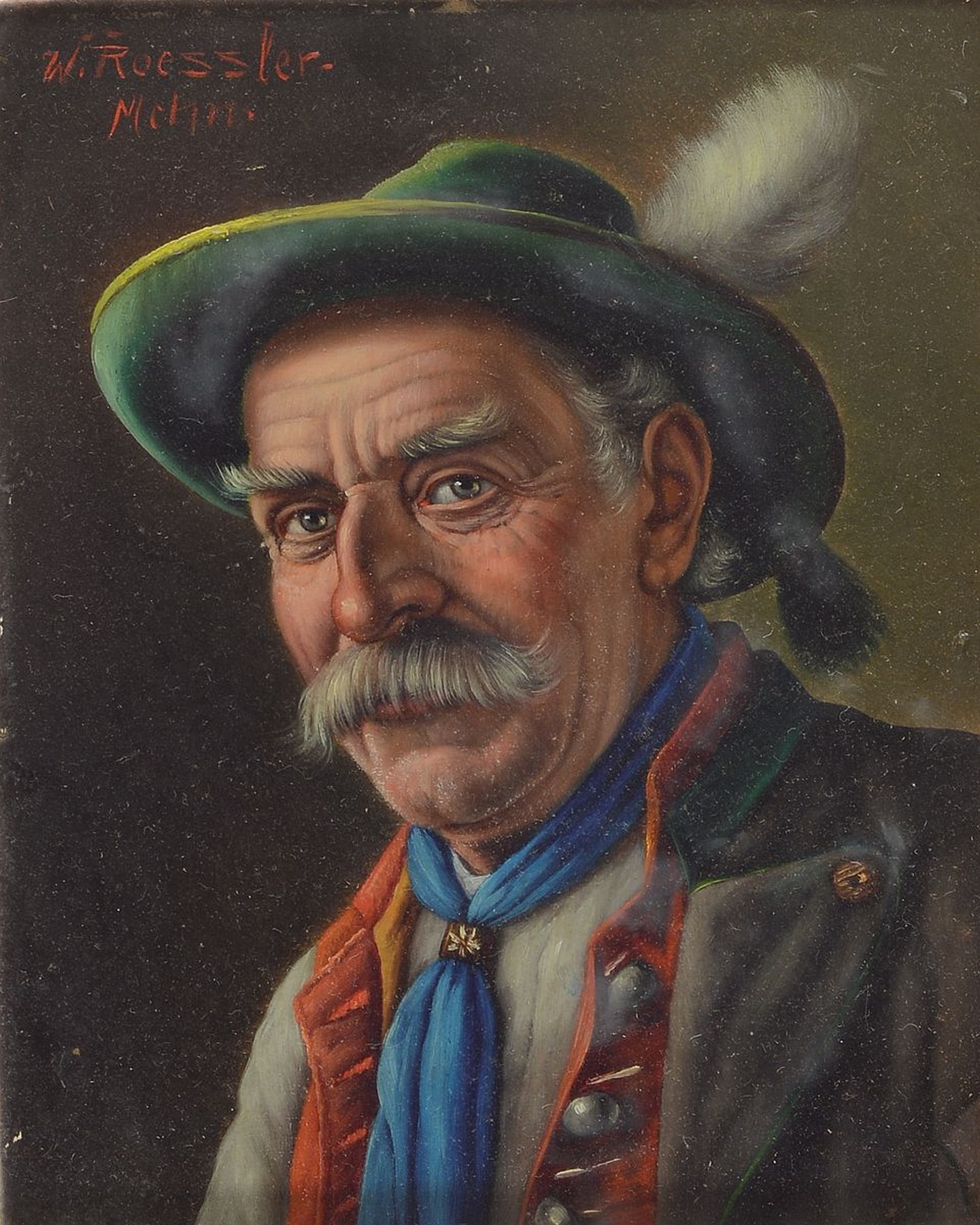 Walter Roessler, 1893-1960 München, 2 Bauernporträts, Öl/Holz, jeweils links oben signiert, je ca. 18x14cm, R. besch.