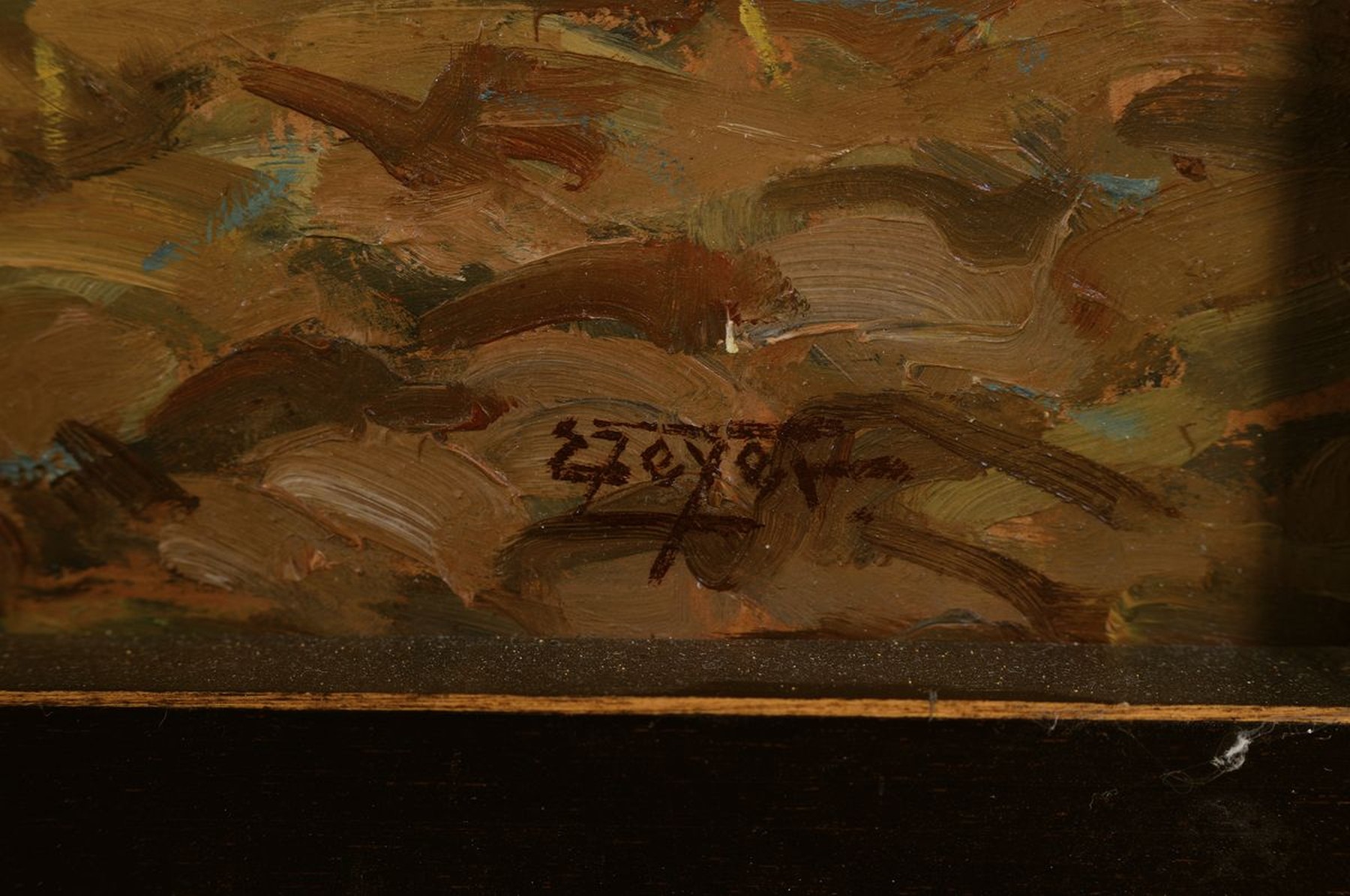 Detail a: Erich Zeyer, 1903-1960 Stuttgart, Bei der Getreideernte, Öl/Malkarton, rechts unten signiert, ca. 58x73.5cm, R. ca. 67x82cm