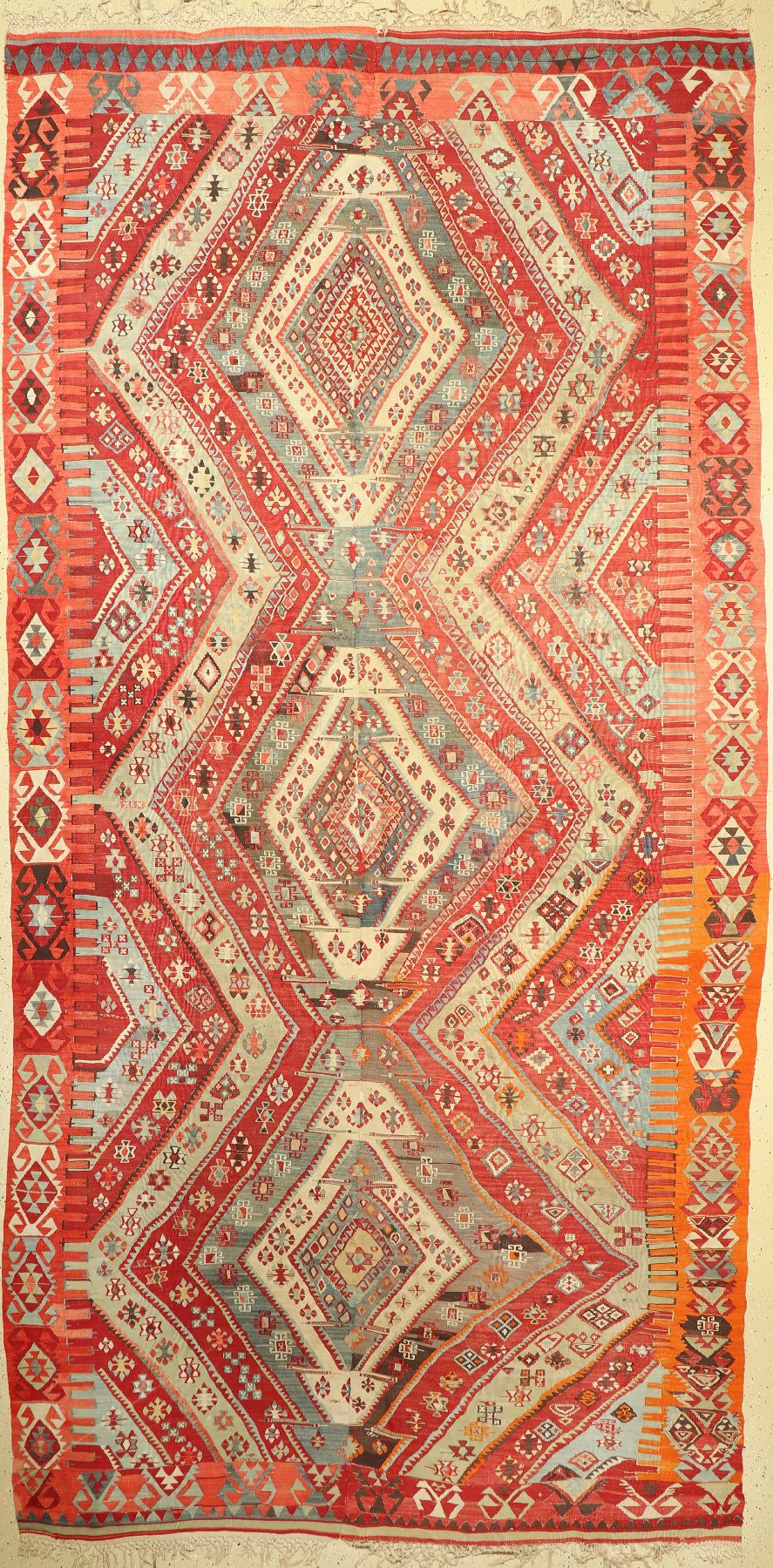 Anatol Kelim antik, Türkei, um 1900, Wolle auf Wolle, ca. 402 x 209 cm, EHZ: 3
