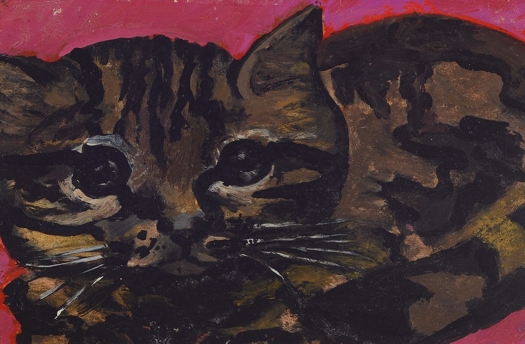 Fernande Barrey, 1893-1960, Die Katze Nini, Öl/Holz, rückseitig signiert, ca. 10x15cm, R.
