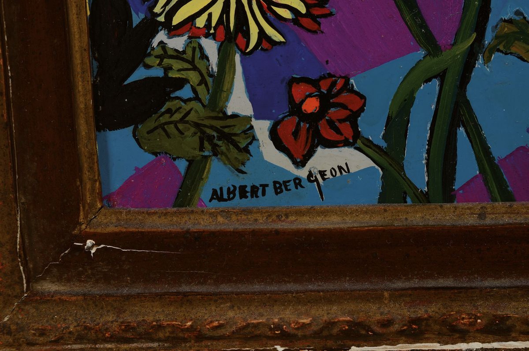 Detail a: Albert Bergeon, belgischer Maler des 20. Jh., Öl/Malkarton, links unten signiert, ca. 33x24cm, R. ca. 49x41cm