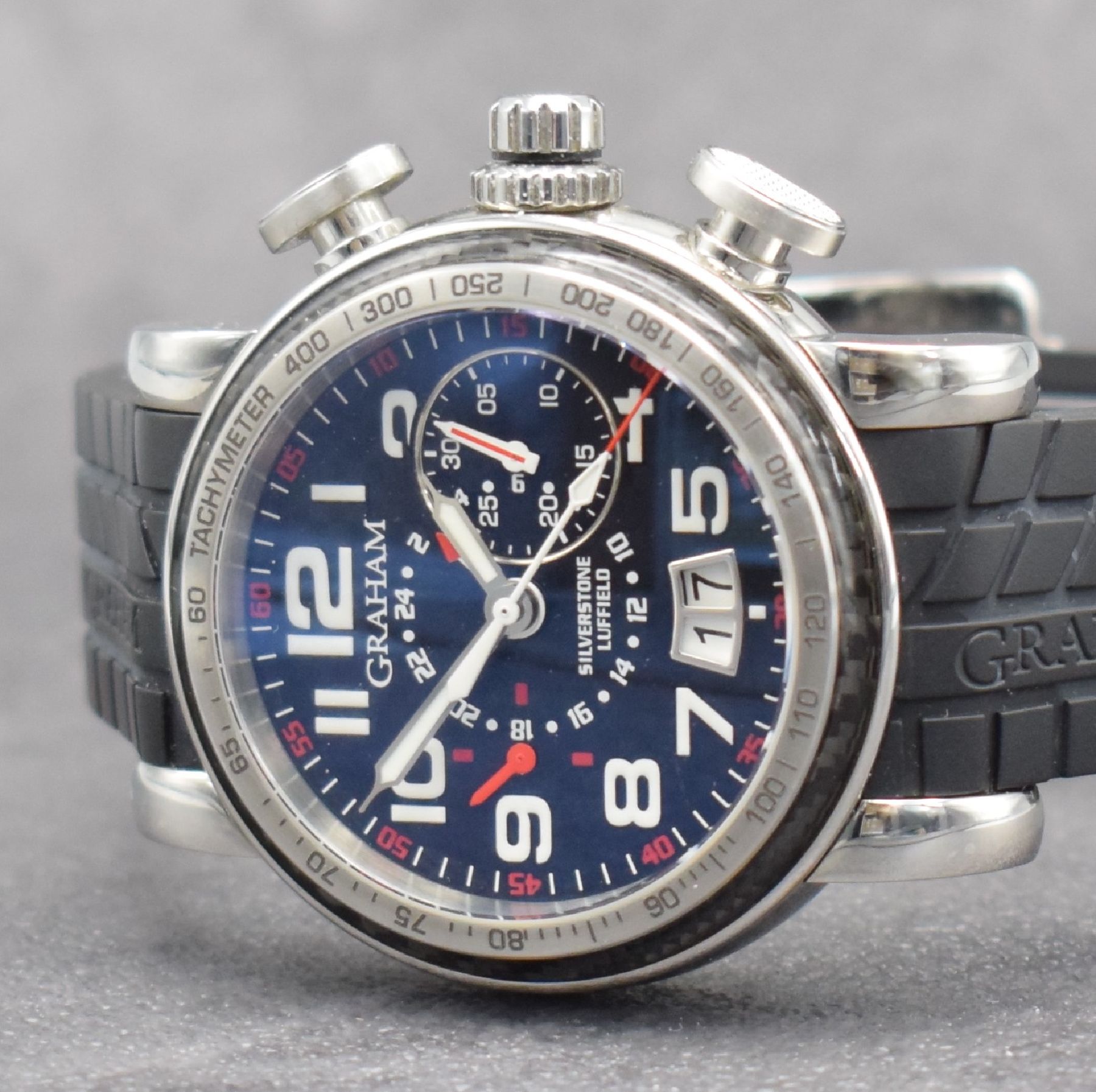 Detail c: GRAHAM Grand Silverstone Luffield auf 500 Stück limitierter Flyback-Chronograph in Stahl, Schweiz um 2010, Automatik, 6-fach verschr. Geh., ...