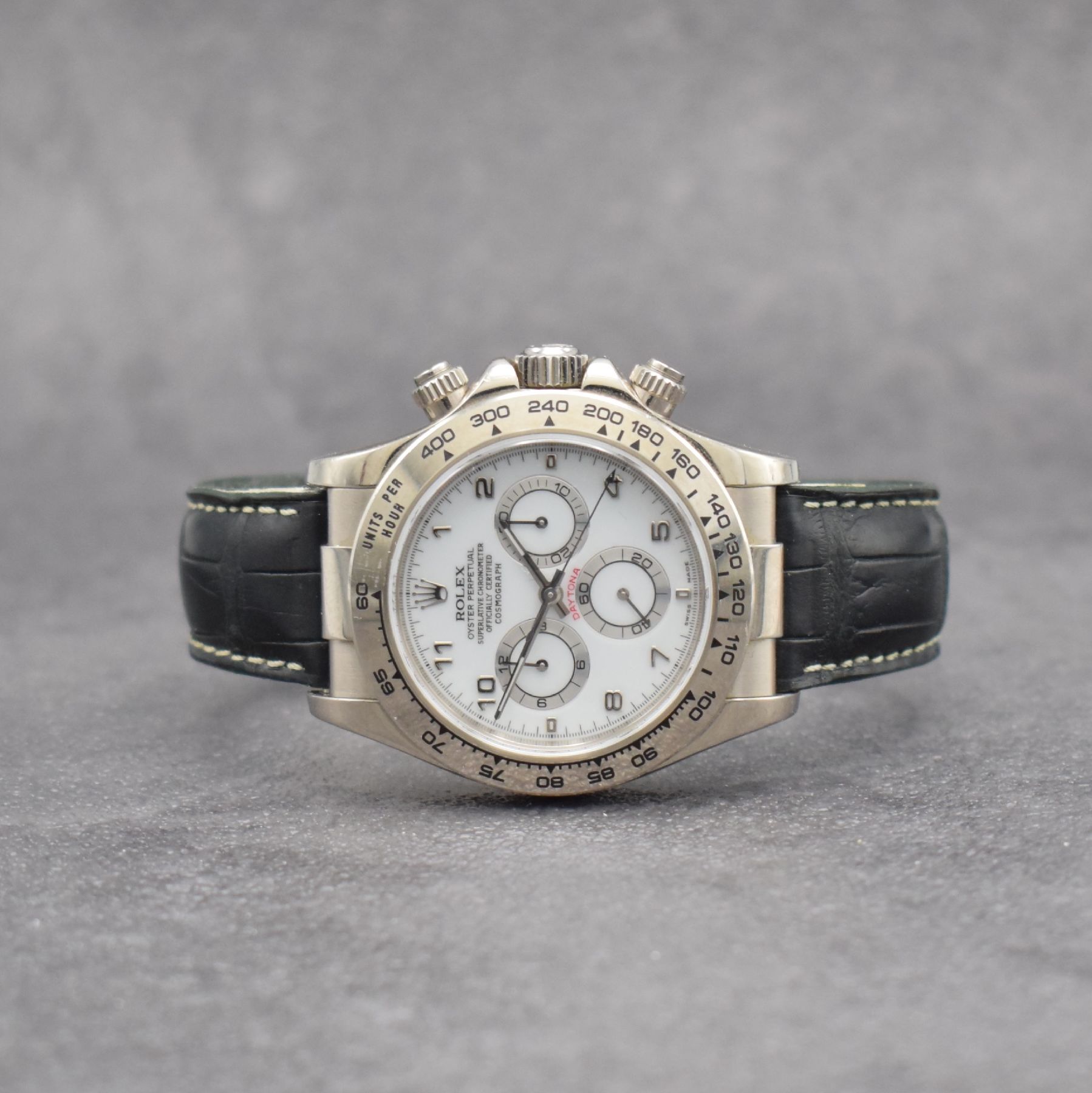 ROLEX Oyster Perpetual Cosmograph Daytona Referenz 116519 in WG 750/000, Schweiz um 2001, Automatik, verschr. Oystergeh. m. Tachymeter-Lünette, ...