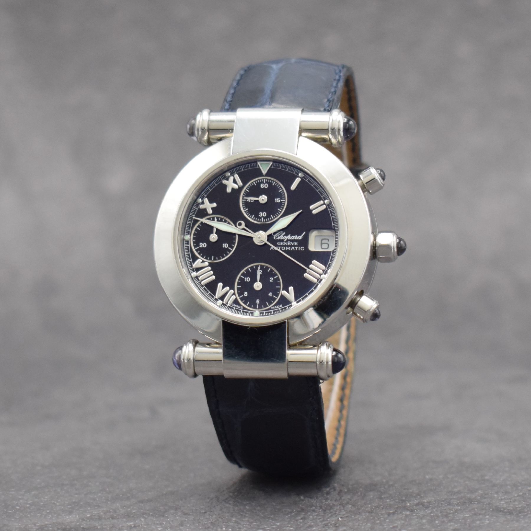 Detail b: CHOPARD Armbandchronograph Imperiale Referenz 37/8209-33, Automatik, Schweiz um 2000, Boden 8-fach verschr., Lederband m. orig. Dornschl., schwarzes ...