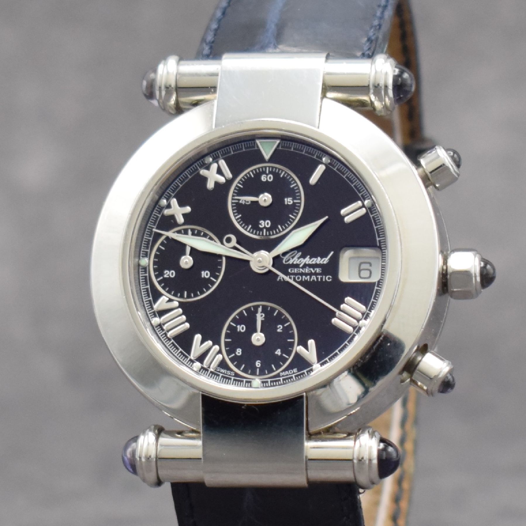 Detail c: CHOPARD Armbandchronograph Imperiale Referenz 37/8209-33, Automatik, Schweiz um 2000, Boden 8-fach verschr., Lederband m. orig. Dornschl., schwarzes ...