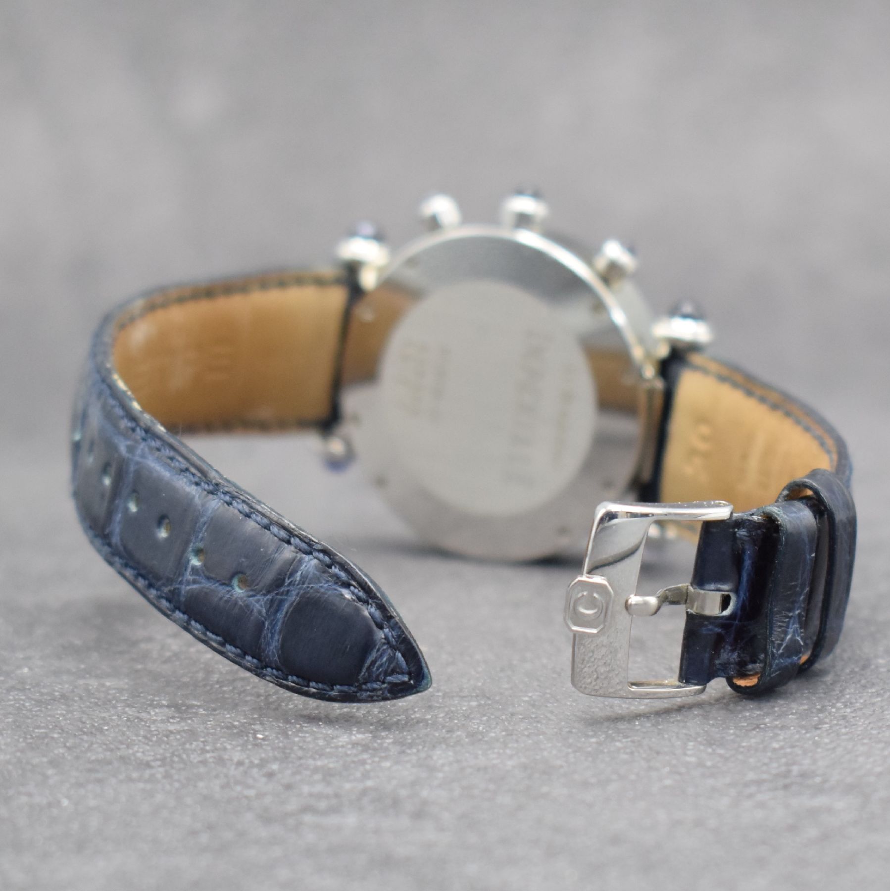 Detail d: CHOPARD Armbandchronograph Imperiale Referenz 37/8209-33, Automatik, Schweiz um 2000, Boden 8-fach verschr., Lederband m. orig. Dornschl., schwarzes ...