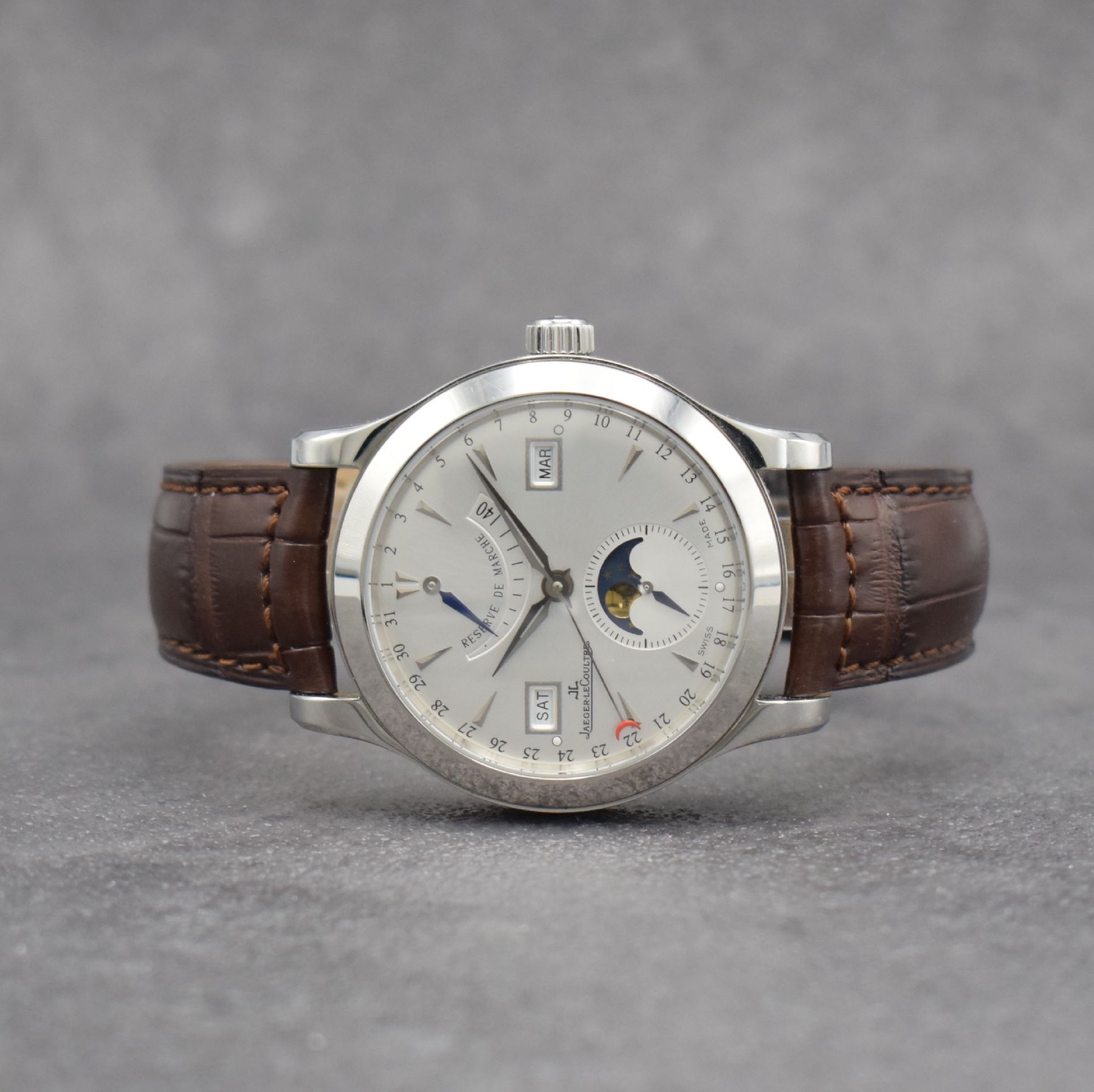 Jaeger-LeCoultre Herrenarmbanduhr Master Calendar Referenz 147.8.41.S, Automatik, Edelstahlgeh. inkl. orig. Lederband m. dopp. Faltschl., beids. ...