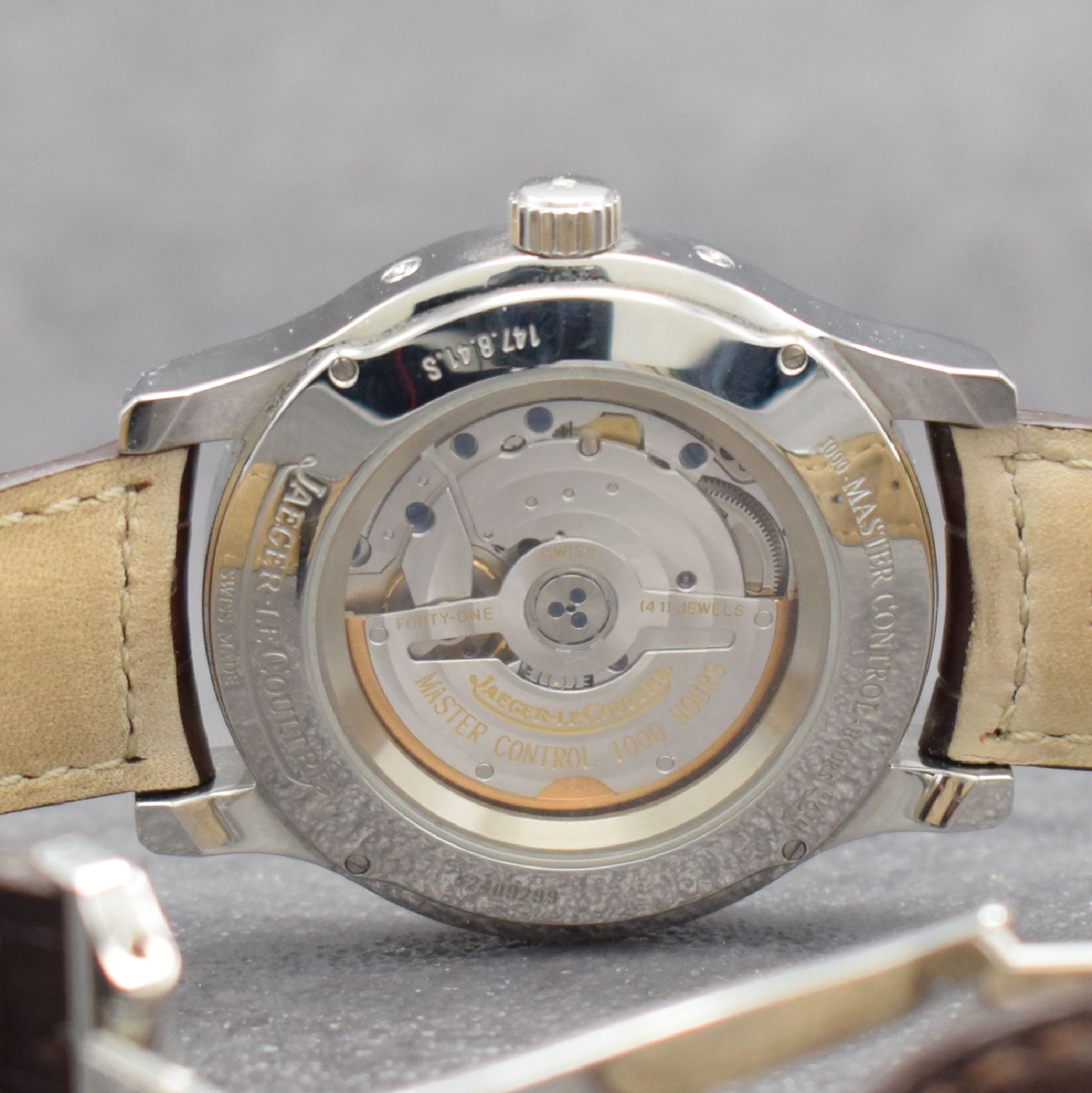 Detail f: Jaeger-LeCoultre Herrenarmbanduhr Master Calendar Referenz 147.8.41.S, Automatik, Edelstahlgeh. inkl. orig. Lederband m. dopp. Faltschl., beids. ...