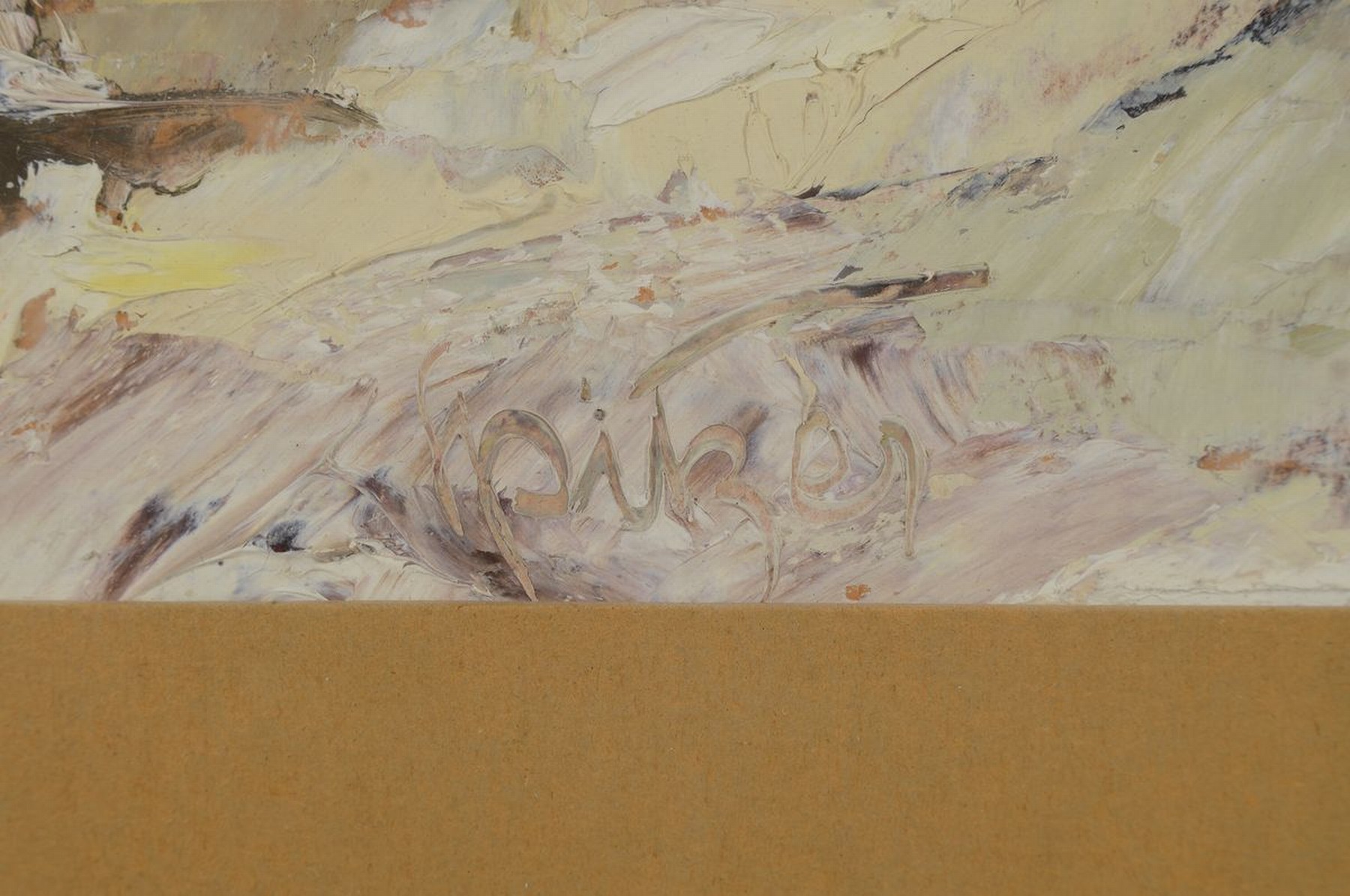 Detail a: Karl Philipp Spitzer, 1887-1954 Speyer, "Schneelandschaft", Öl/Malkarton, links unten signiert, rückseitig auf altem Künstleretikett ...