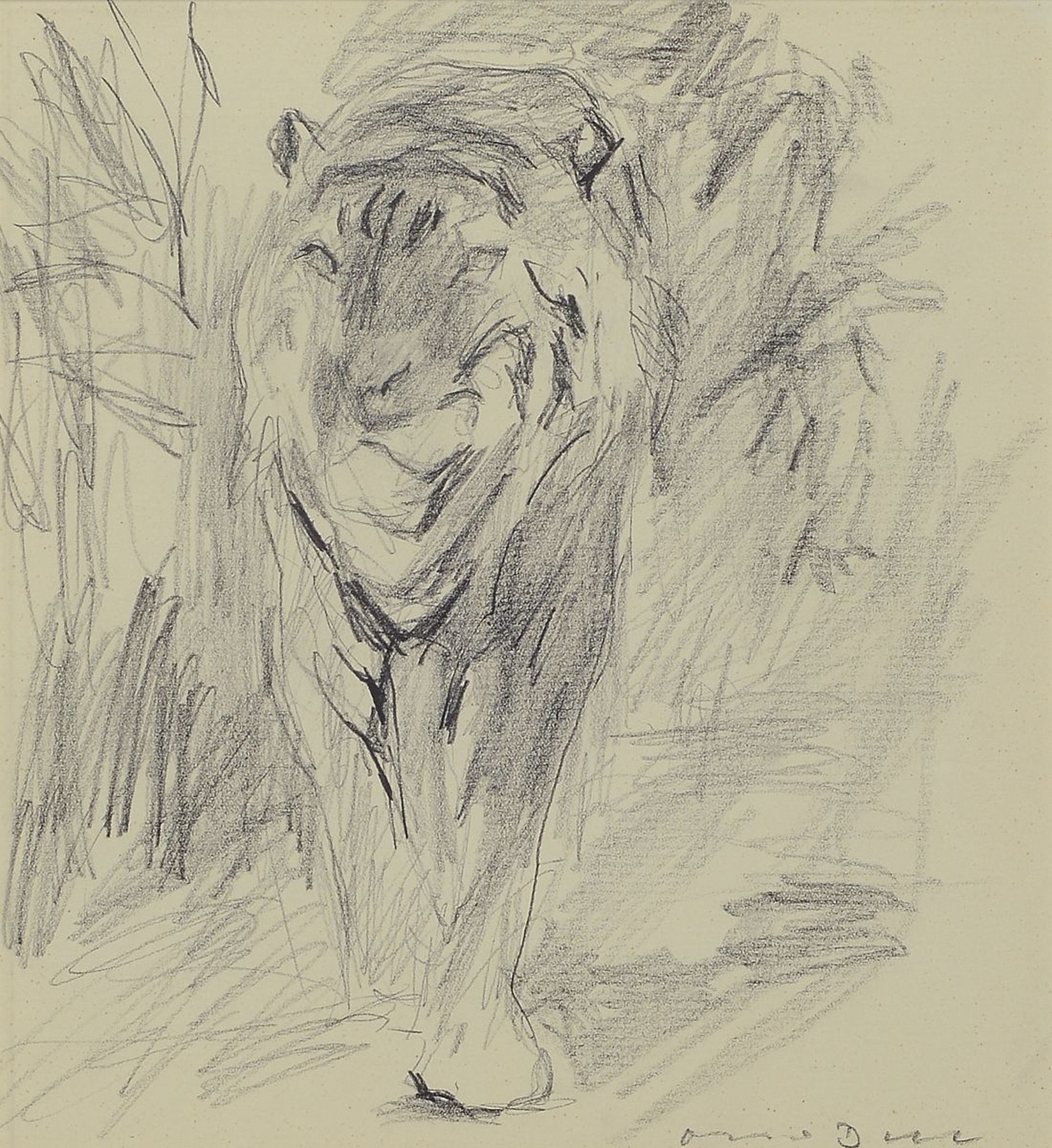 Otto Dill, 1884 Neustadt-1957 Bad Dürkheim, schreitender Tiger, Bleistiftzeichnung auf Papier, rechts unten signiert, ca. 23x21cm, PP, u.Gl., R. ca. ...