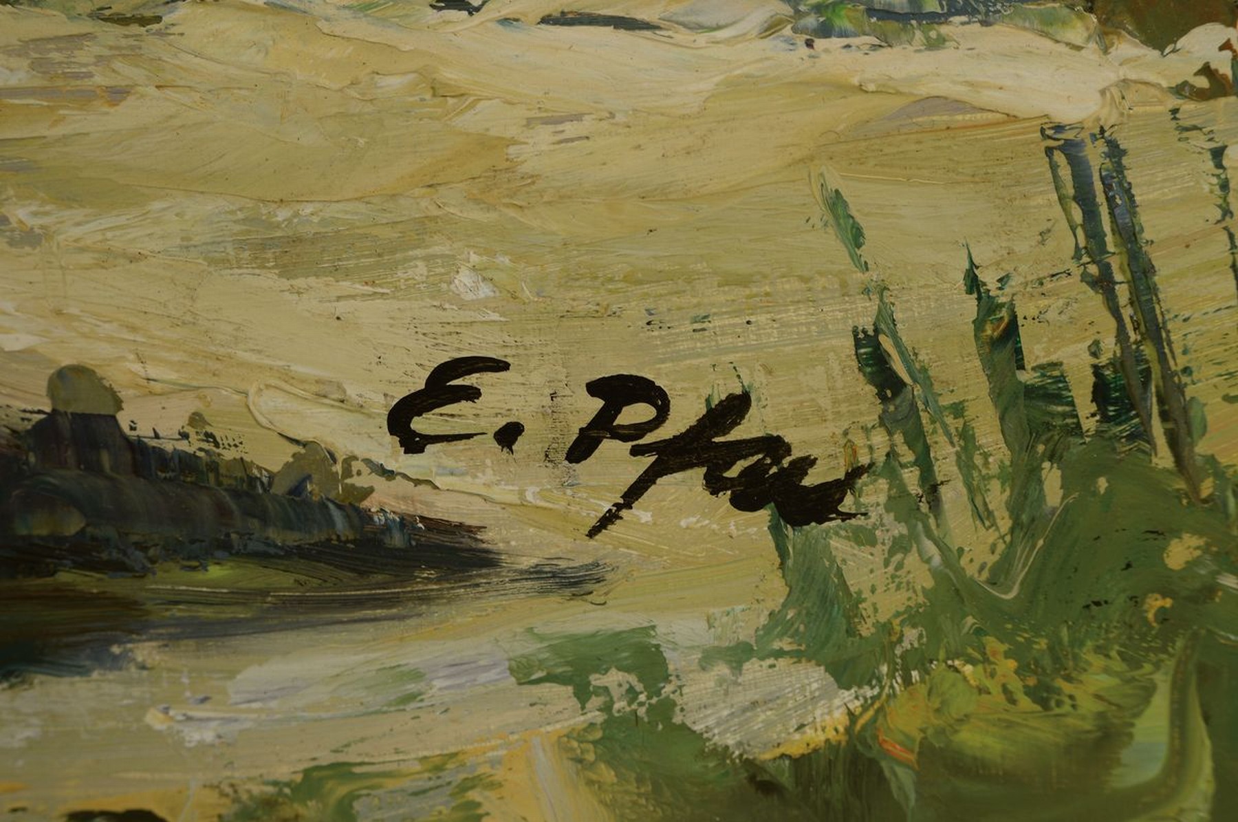 Detail a: Ernst Pfau, 1879 Bad Wimpfen-1965 Bad Dürkheim, Landschaft mit Wachtenburg bei Wachenheim/Pfalz, Öl/Malkarton, rechts unten signiert, ca. 52x62cm, ...