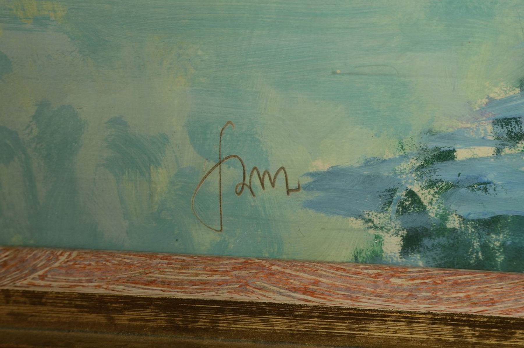 Detail a: Karl Graf, 1902-1986 Speyer, Blick über den Rhein auf den Dom zu Speyer, im Vordergrund ein Angler in seinem Kahn, Aquarell und Gouache auf ...
