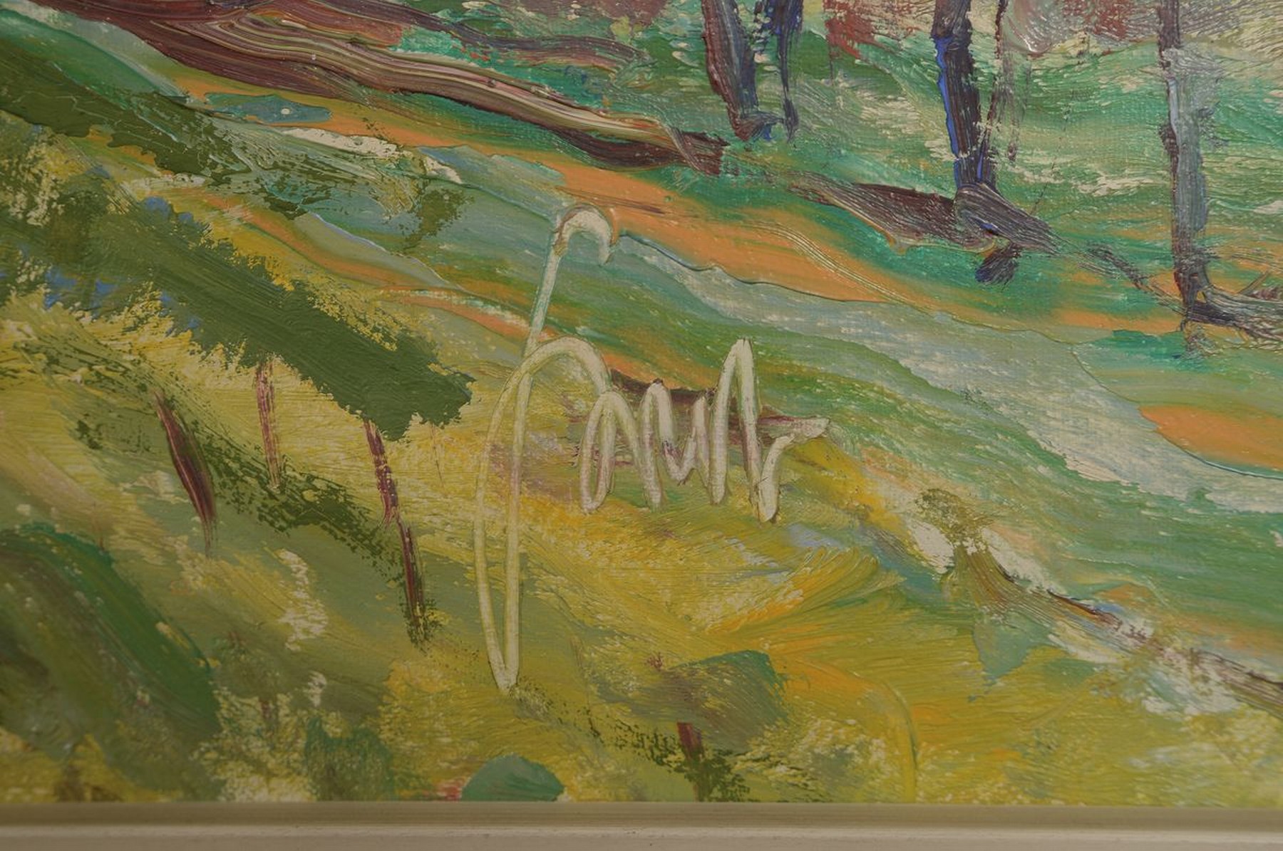 Detail a: Karl Graf, 1902-1986 Speyer, Feldweg bei Römerberg mit Blick auf Speyer, den Dom und die anderen Kirchtürme, Öl/Lwd, rechts unten signiert, ca. ...