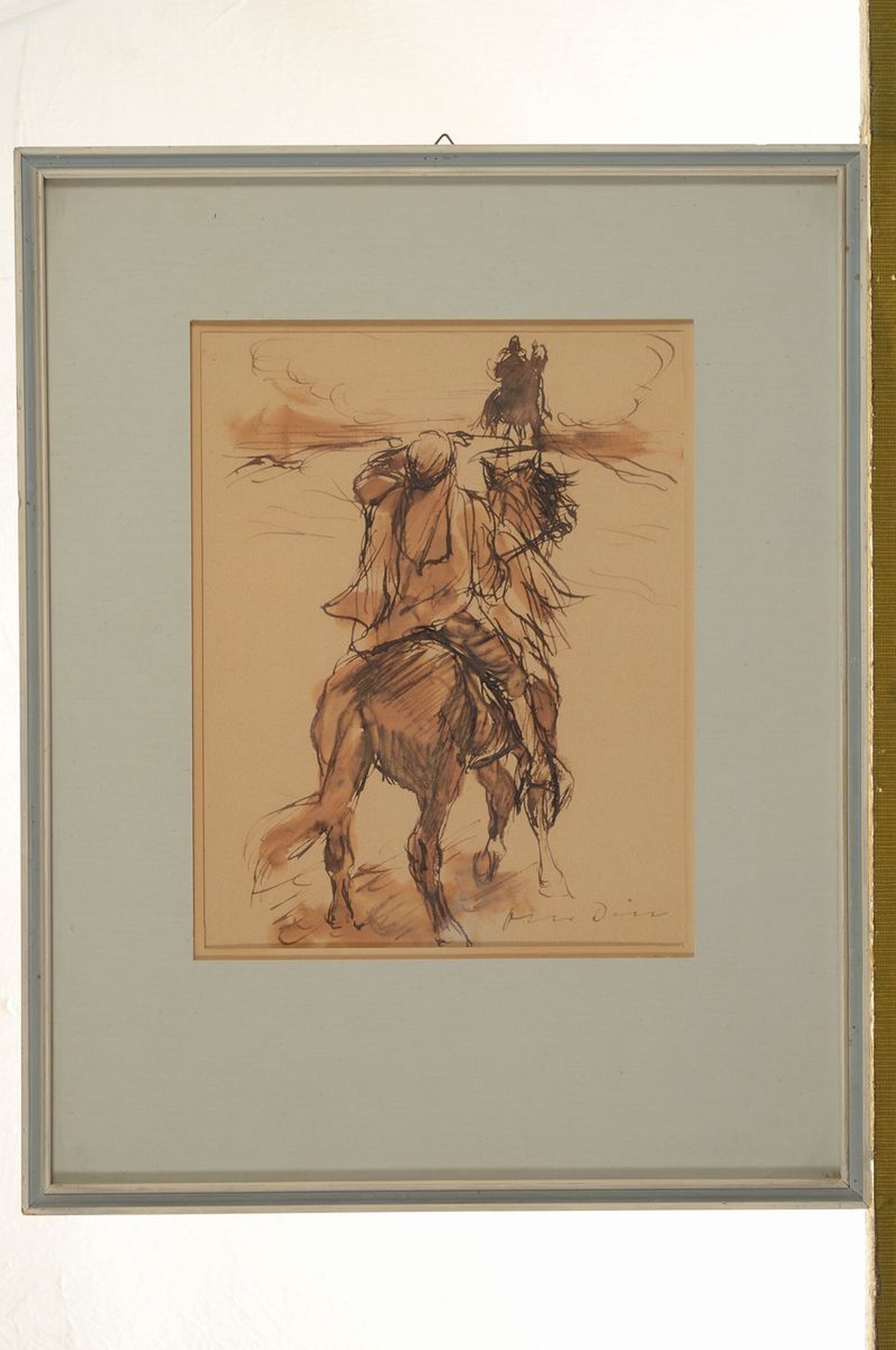 Detail k: Otto Dill, 1884 Neustadt-1957 Bad Dürkheim, Reitender Araber in der Wüste, lavierte Tuschezeichnung auf Papier, ca. 20x15.5cm, PP, u.Gl., R. ca. ...