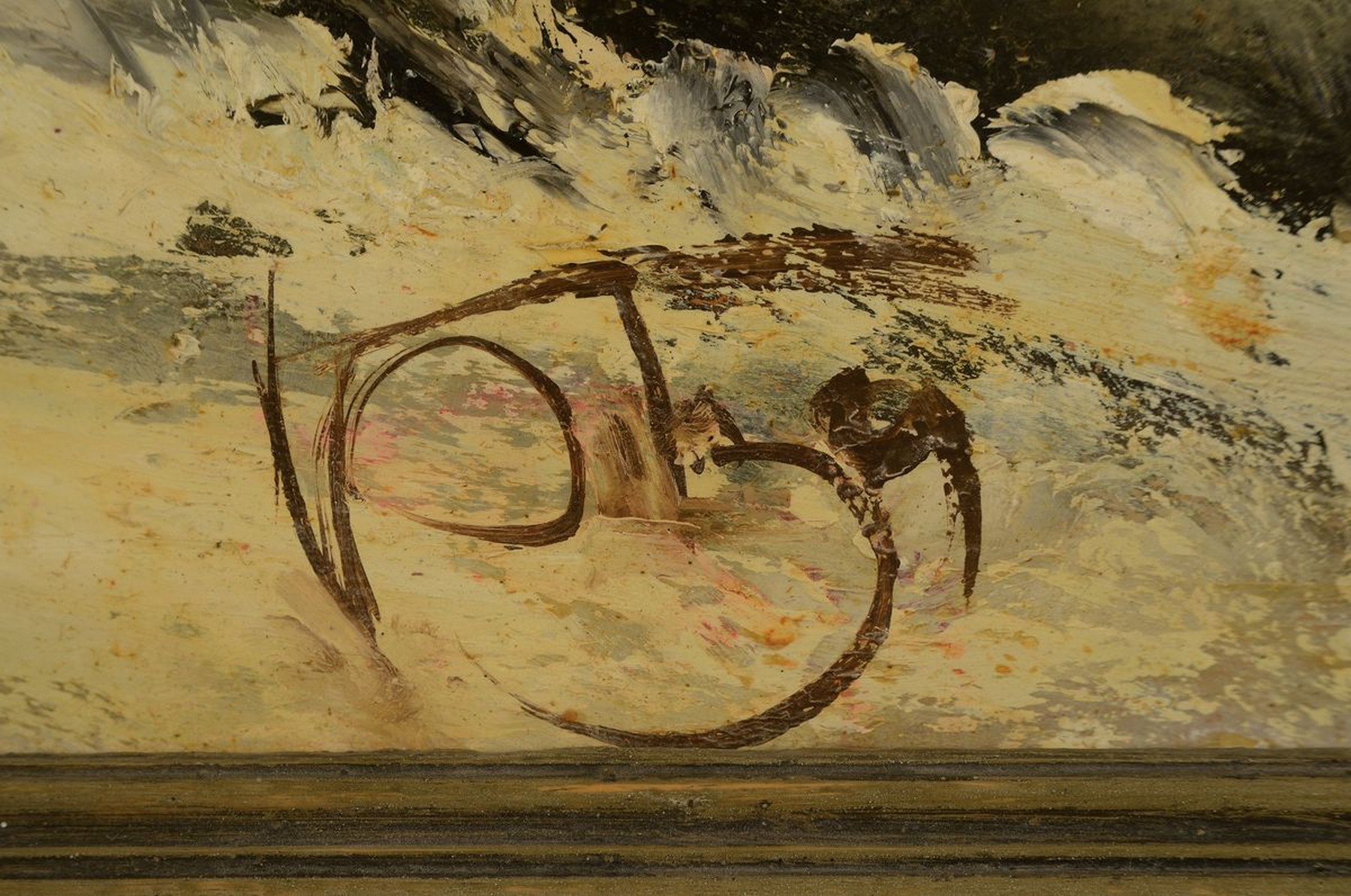 Detail a: Karl Philipp Spitzer, 1887-1954 Speyer, Winterlandschaft mit Weiden, Öl/Hartfaser, rechts unten signiert, ca. 56x46cm, R. ca. 68x58cm