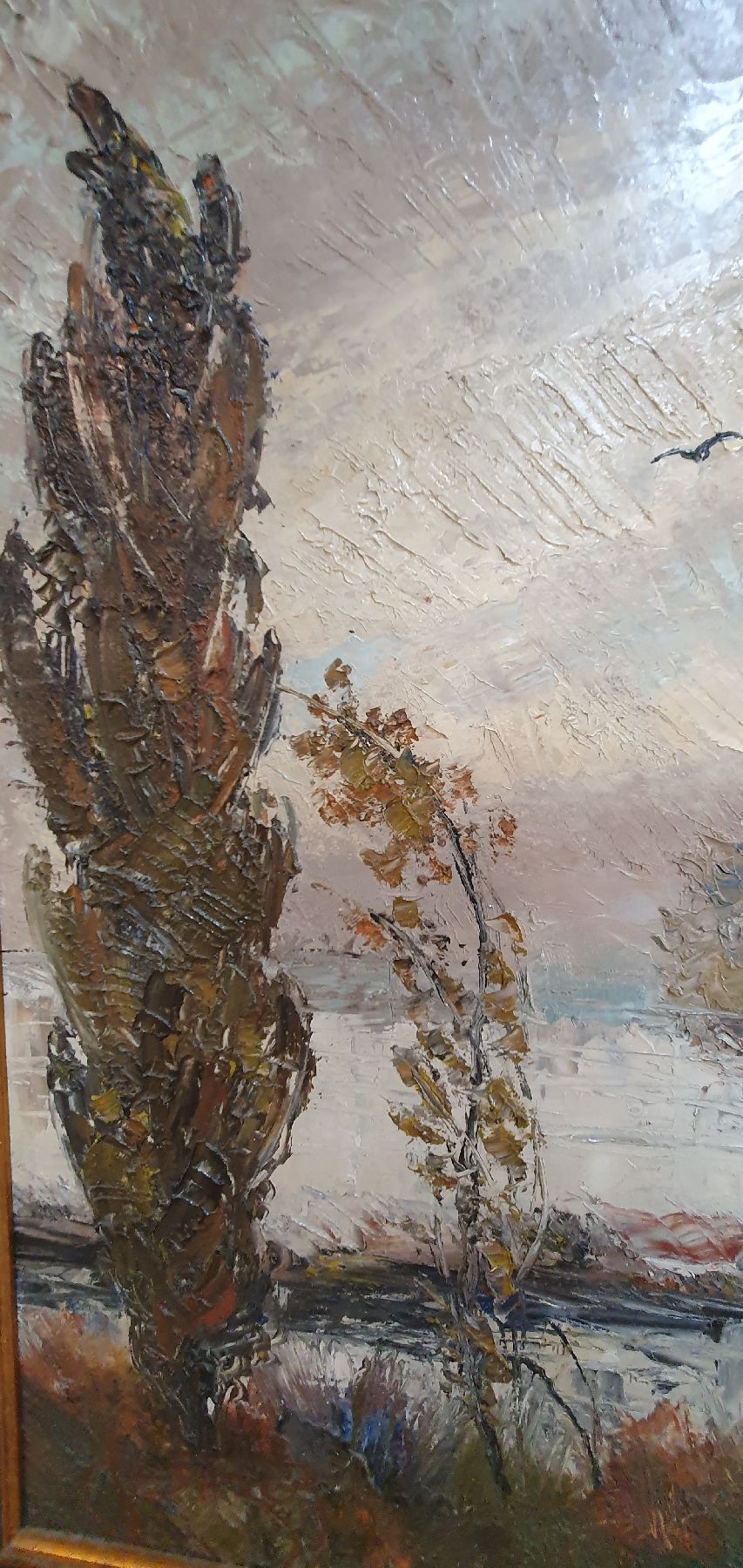 Detail b: Karl Philipp Spitzer, 1887-1954 Speyer, Altrheinlandschaft mit Pappeln und Vögeln, Öl/Hartfaser, links unten signiert, ca. 90x110cm, R. ca. ...