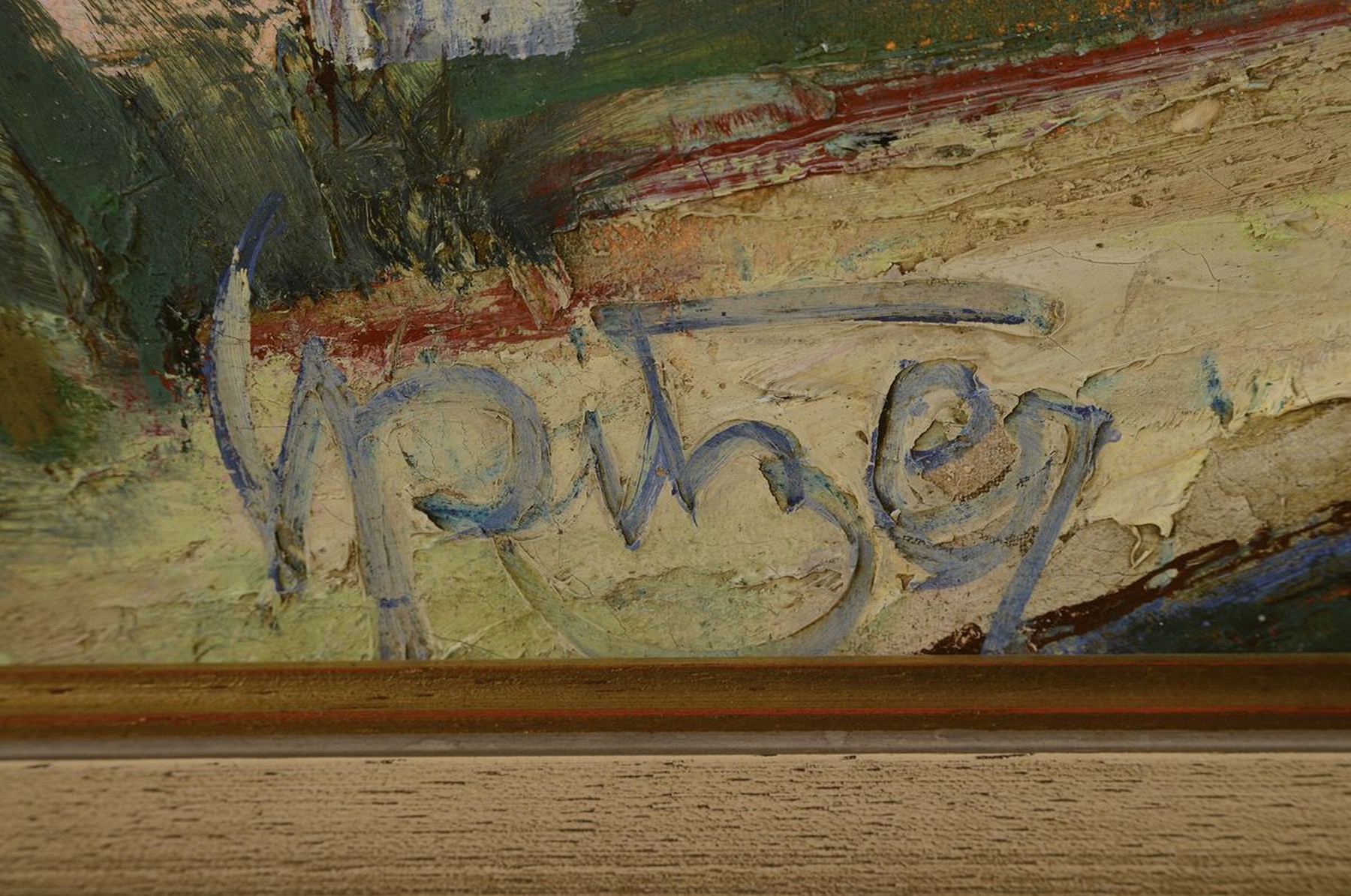 Detail a: Karl Philipp Spitzer, 1887-1954 Speyer, Altrheinlandschaft mit Pappeln, Öl/Lwd, links unten signiert, ca. 97x114cm, R. ca. 105x122cm