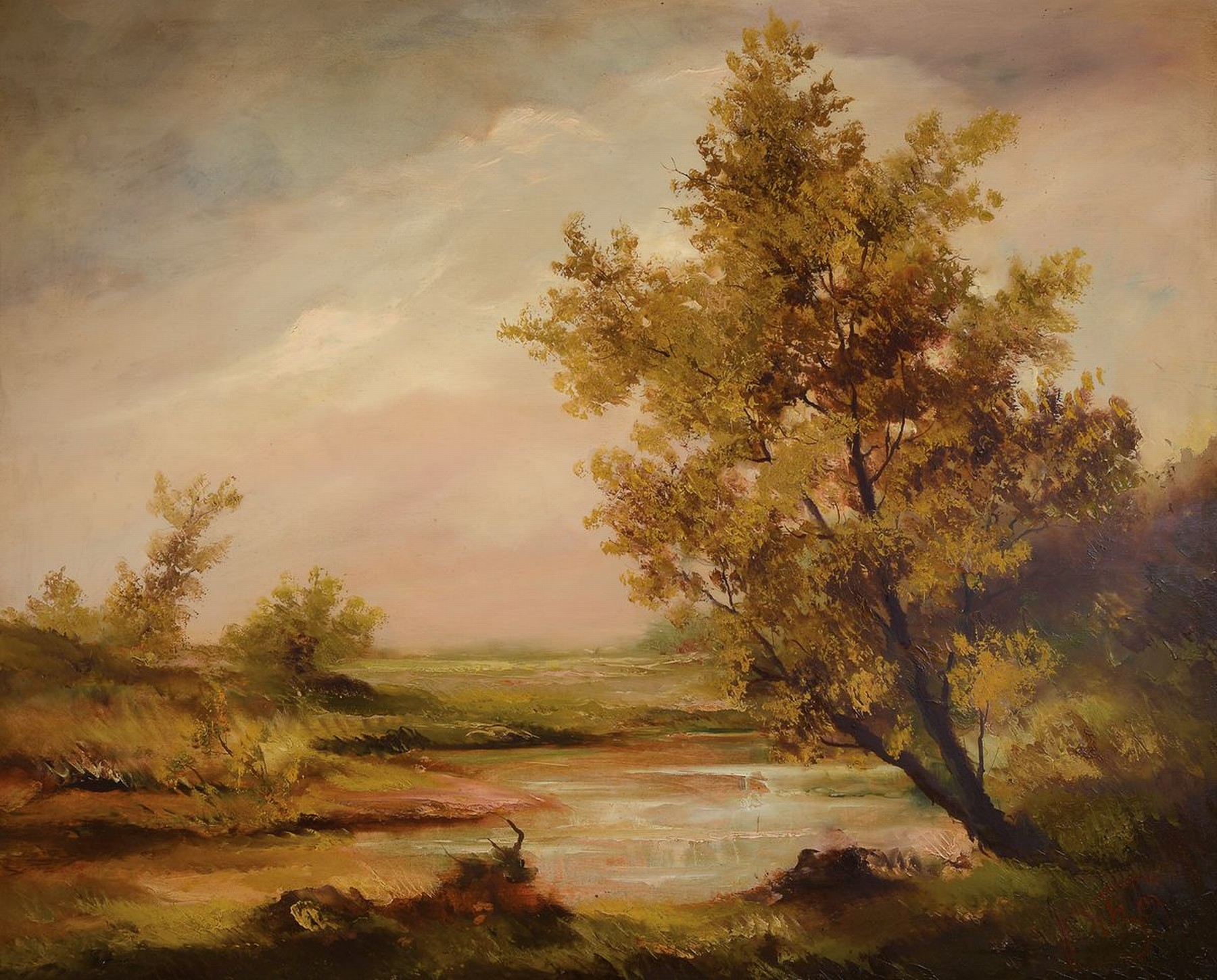 Karl Philipp Spitzer, 1887-1954 Speyer, "Herbst im Rheintal", Öl/Holz, rechts unten signiert, rückseitig signiert und betitelt, ca. ...