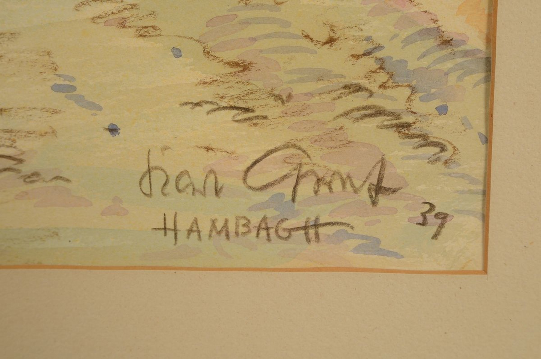 Detail a: Karl Graf, 1902-1986 Speyer, Ansicht aus Hambach, Aquarell auf Papier, rechts unten signiert und dat. 39, bez.: Hambach, ca. 34x48cm, PP, u.Gl., R. ...
