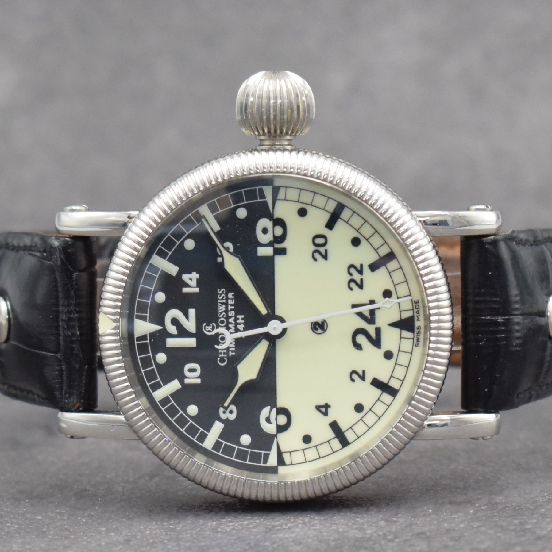 Detail a: CHRONOSWISS Herrenarmbanduhr Modellserie Timemaster, Handaufzug, Ref. CH 6433, Edelstahlgeh. inkl. orig. Lederband m. orig. Dornschl., beids. vergl., ...