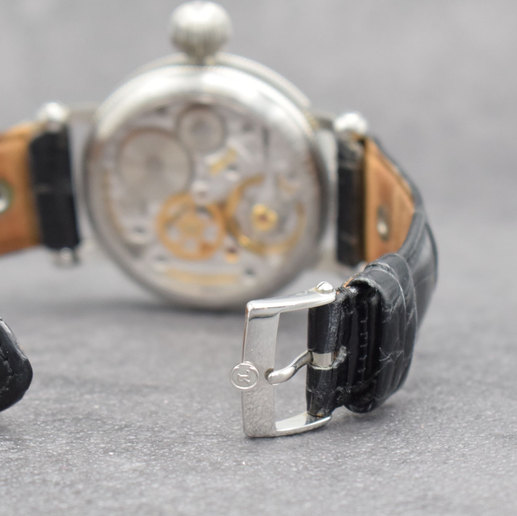 Detail d: CHRONOSWISS Herrenarmbanduhr Modellserie Timemaster, Handaufzug, Ref. CH 6433, Edelstahlgeh. inkl. orig. Lederband m. orig. Dornschl., beids. vergl., ...
