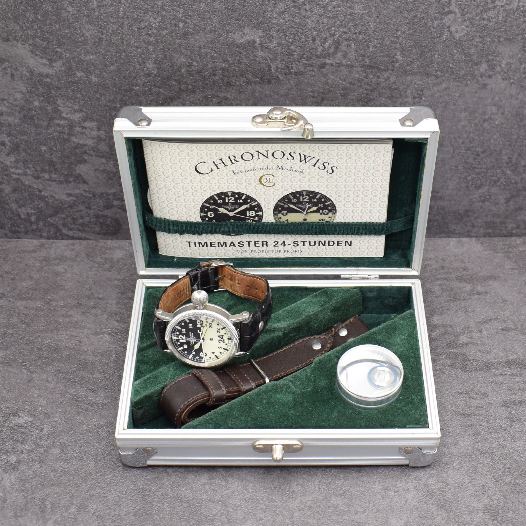 Detail f: CHRONOSWISS Herrenarmbanduhr Modellserie Timemaster, Handaufzug, Ref. CH 6433, Edelstahlgeh. inkl. orig. Lederband m. orig. Dornschl., beids. vergl., ...