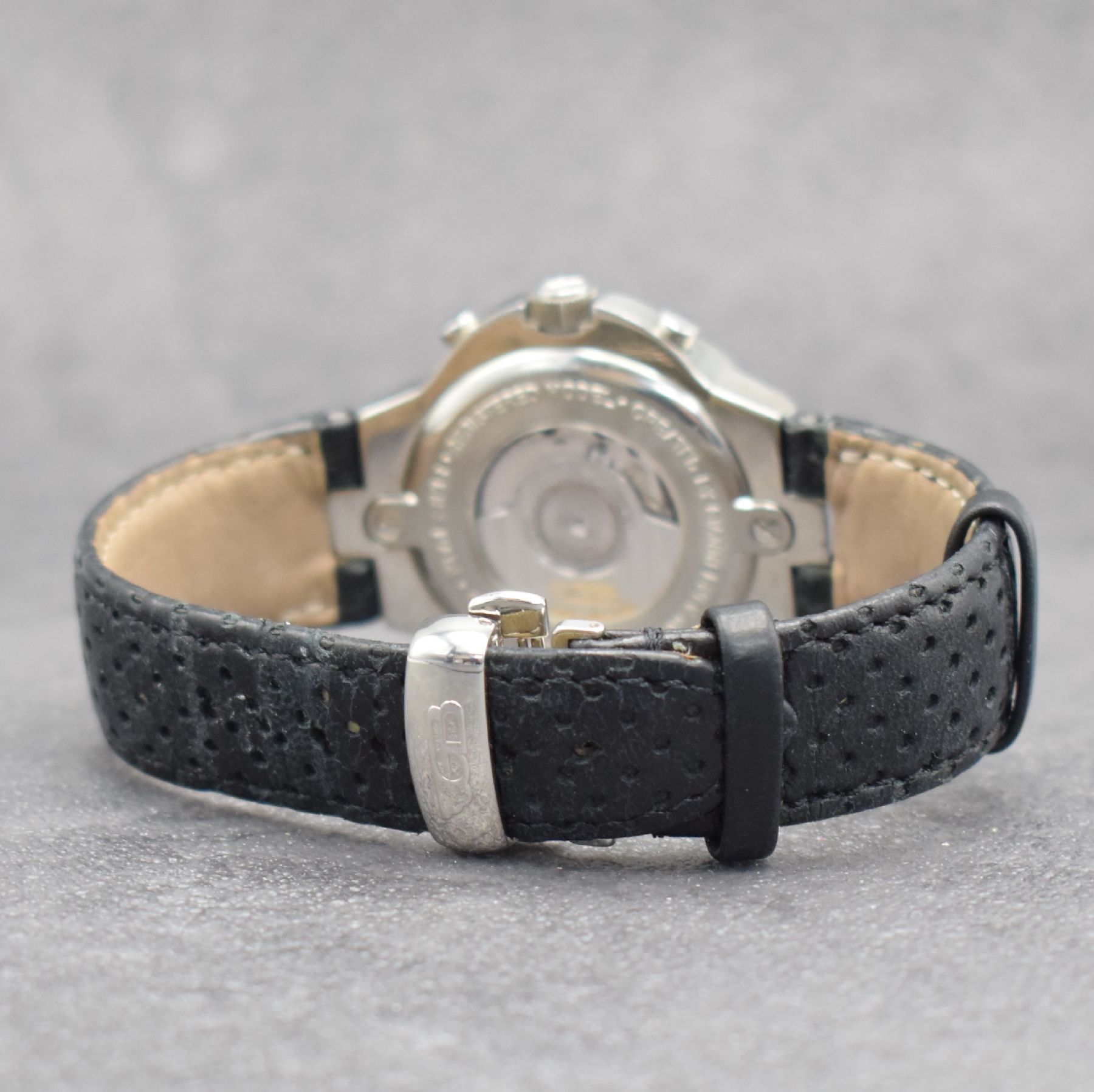 Detail d: ENIGMA by Gianni Bulgari Herrenchronograph in Stahl, Schweiz um 2000, Automatik, beids. vergl. Geh., Boden & Krone verschr., orig. Faltschl., ...