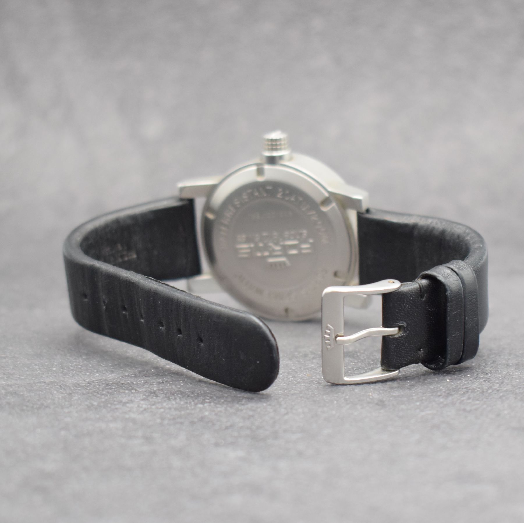 Detail d: FORTIS Spacematic Herrenarmbanduhr, Schweiz um 2005, Automatik, Ref. 623.22.158.1, Stahlgeh., Boden geschr., orig. Lederband m. orig. Dornschl., ...