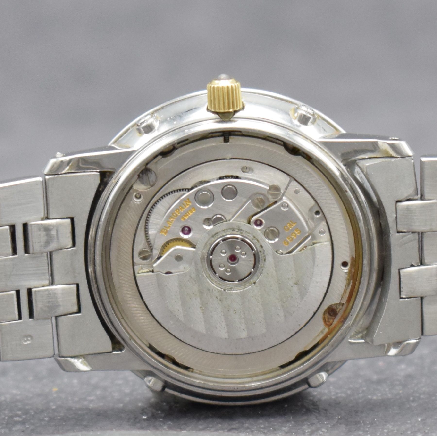 Detail h: BLANCPAIN astronomische Herrenarmbanduhr mit Vollkalenderanzeige Serie Villeret, Automatik, Schweiz um 1995, Edelstahl/Gold kombiniert inkl. ...