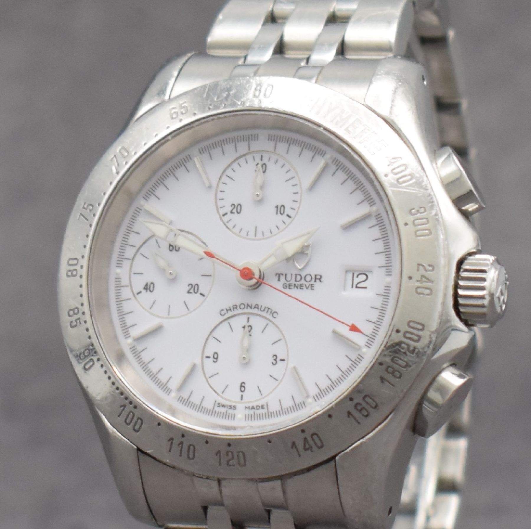 Detail c: TUDOR Chronautic Herrenarmbanduhr mit Chronograph, Schweiz verk. lt. beil. orig. Zertifikat 12/2007, Automatik, Ref. 79380, verschr. Edelstahlgeh. ...