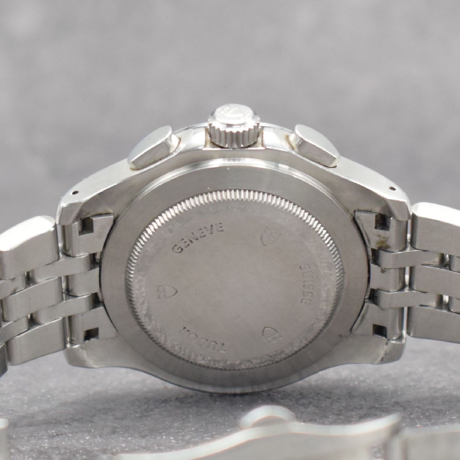 Detail f: TUDOR Chronautic Herrenarmbanduhr mit Chronograph, Schweiz verk. lt. beil. orig. Zertifikat 12/2007, Automatik, Ref. 79380, verschr. Edelstahlgeh. ...