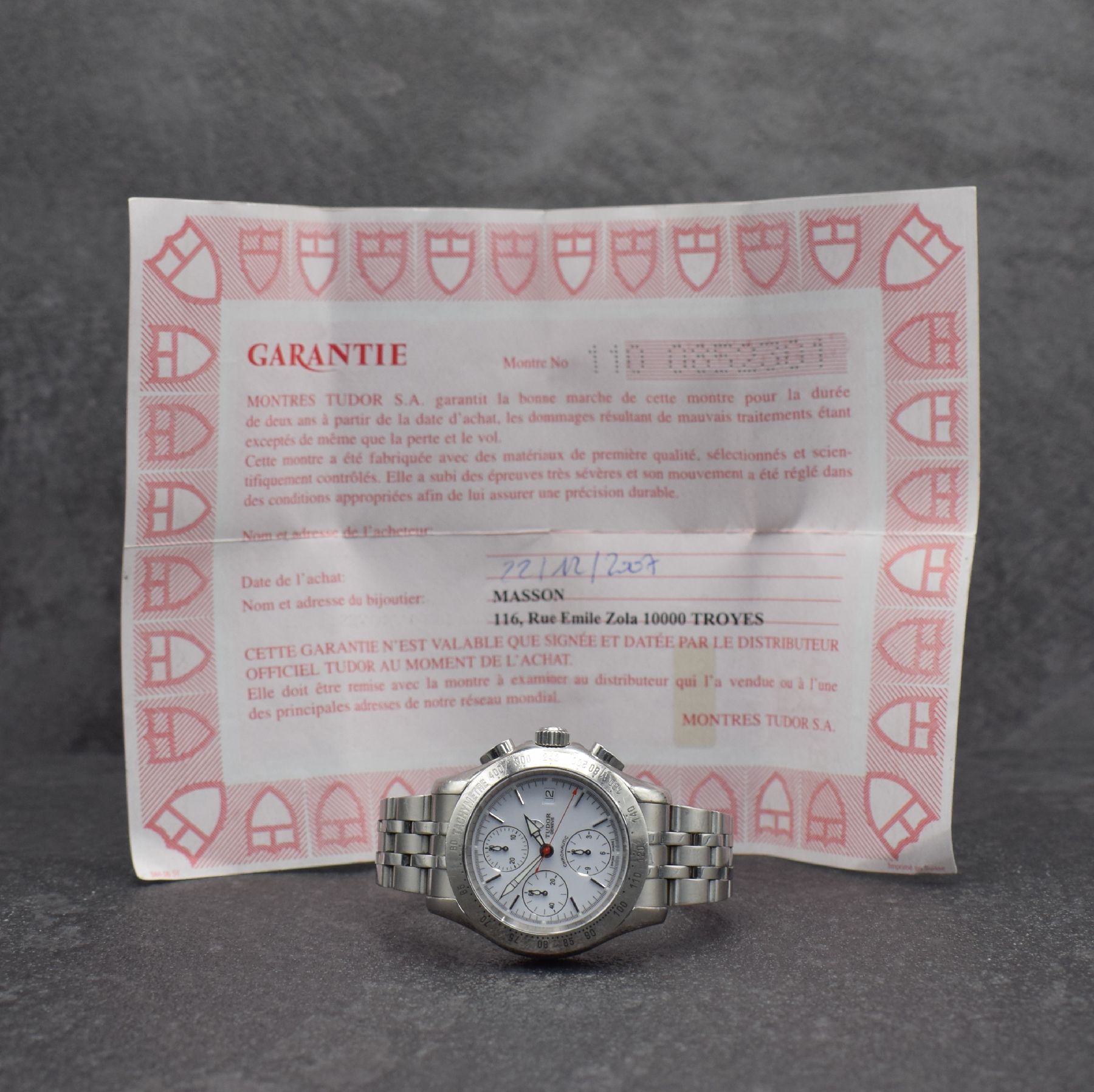 Detail g: TUDOR Chronautic Herrenarmbanduhr mit Chronograph, Schweiz verk. lt. beil. orig. Zertifikat 12/2007, Automatik, Ref. 79380, verschr. Edelstahlgeh. ...