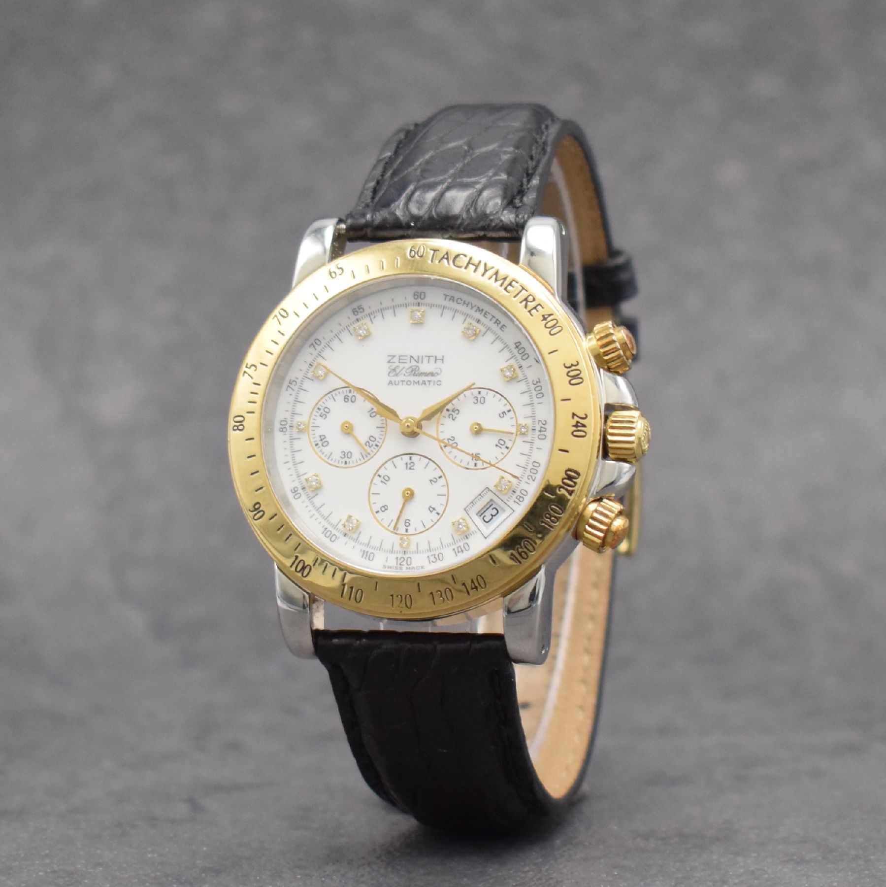 Detail b: ZENITH El Primero Rainbow Herrenarmbanduhr mit Chronograph, Schweiz um 2000, Automatik, Ref. 53.0363.400, Edelstahl/Gold komb., verschr. Geh., ...