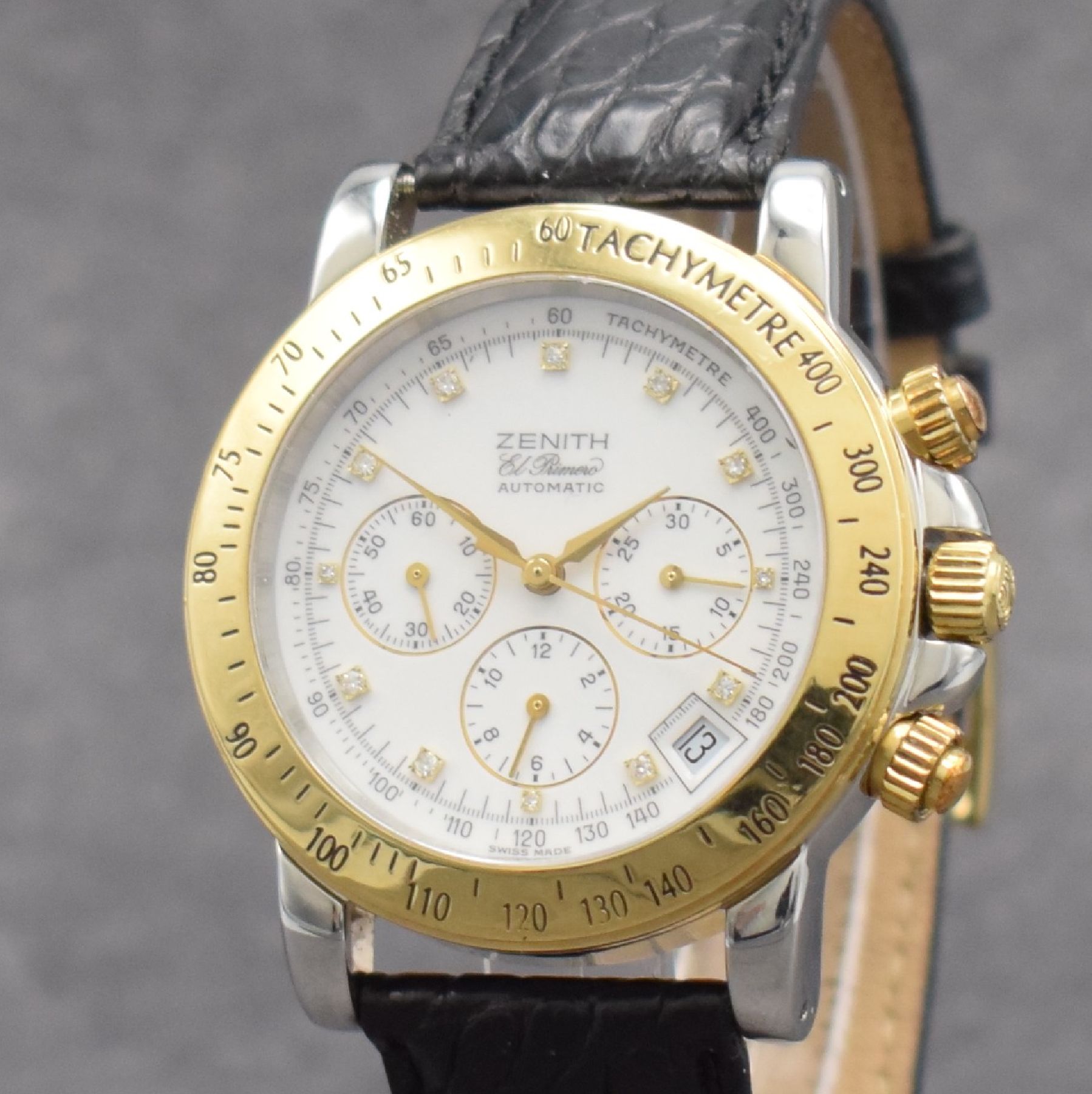 Detail c: ZENITH El Primero Rainbow Herrenarmbanduhr mit Chronograph, Schweiz um 2000, Automatik, Ref. 53.0363.400, Edelstahl/Gold komb., verschr. Geh., ...