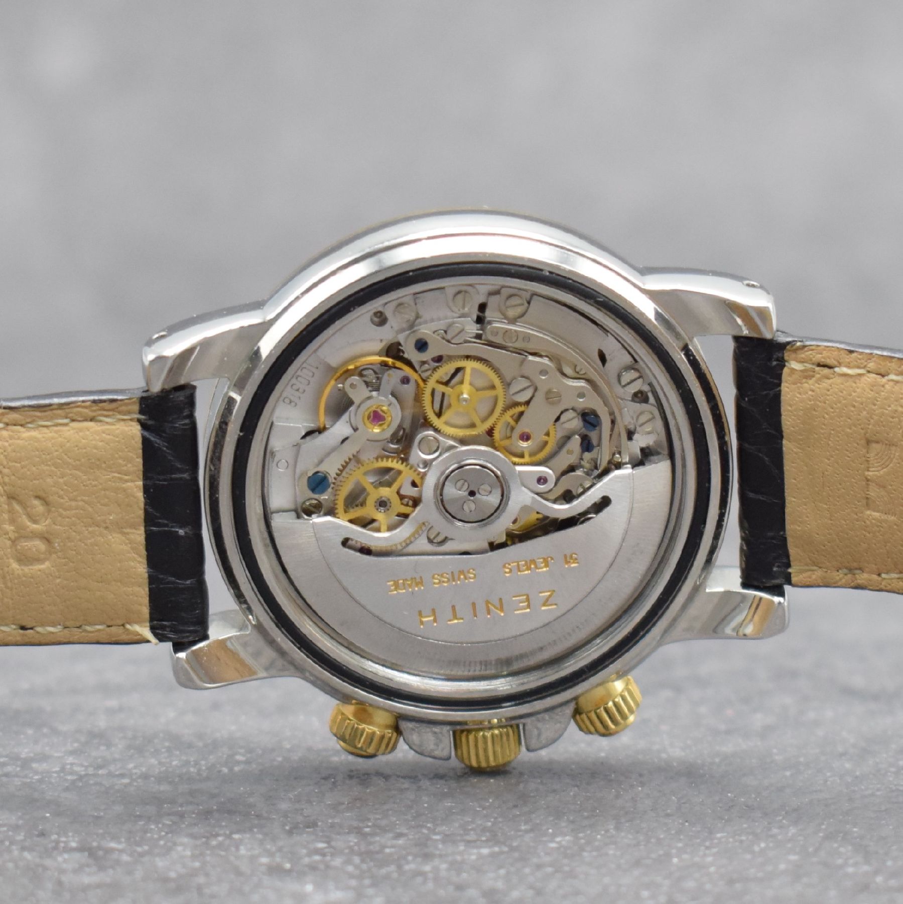 Detail h: ZENITH El Primero Rainbow Herrenarmbanduhr mit Chronograph, Schweiz um 2000, Automatik, Ref. 53.0363.400, Edelstahl/Gold komb., verschr. Geh., ...