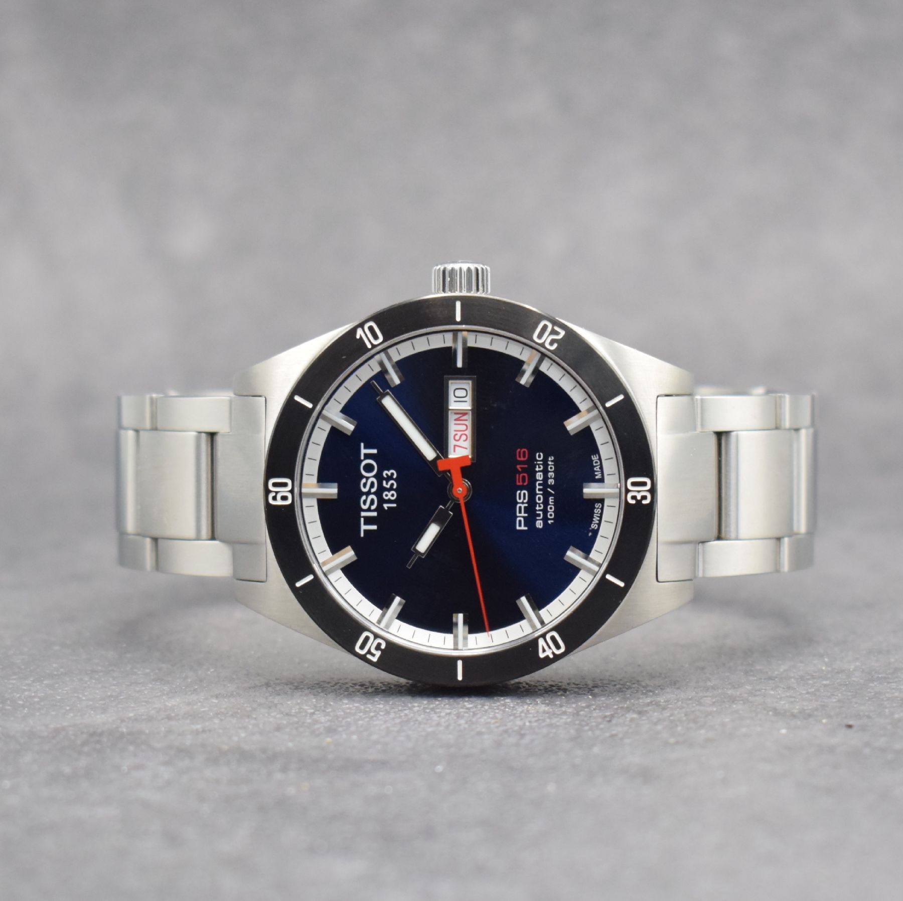 TISSOT PRS 516 Herrenarmbanduhr, Automatik, Schweiz um 2011, Ref. T044430A, Edelstahlgeh. inkl. Gliederband m. dopp. Faltschl., beids. vergl., Boden ...