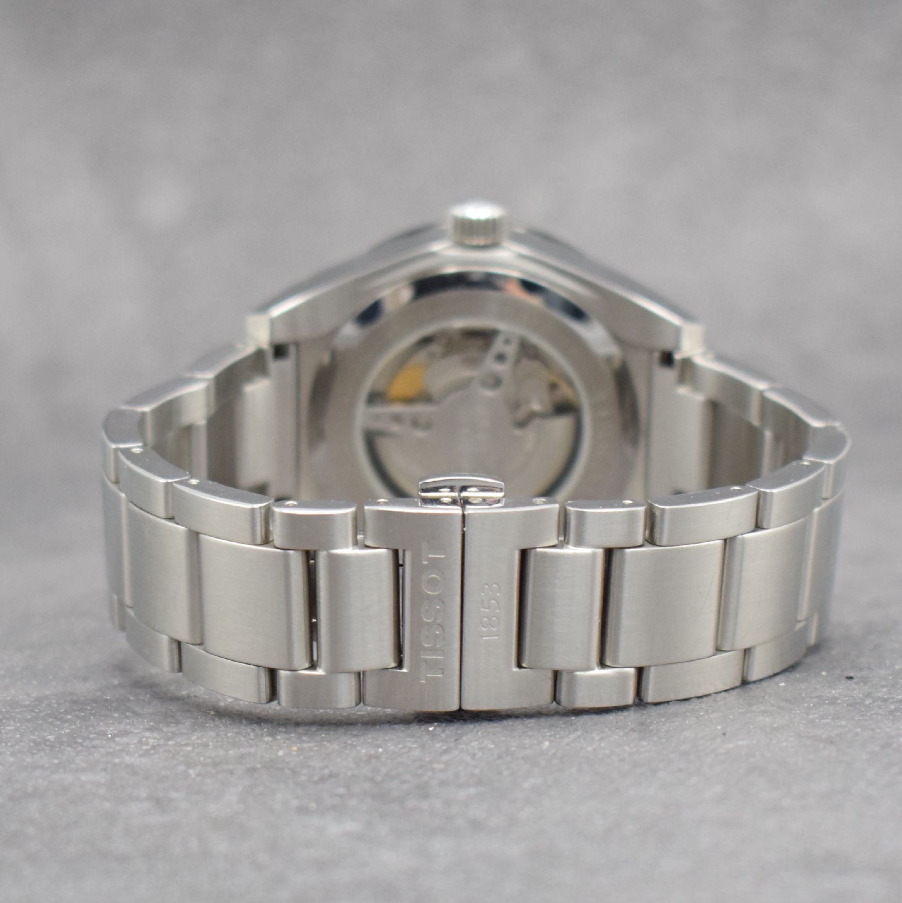 Detail d: TISSOT PRS 516 Herrenarmbanduhr, Automatik, Schweiz um 2011, Ref. T044430A, Edelstahlgeh. inkl. Gliederband m. dopp. Faltschl., beids. vergl., Boden ...