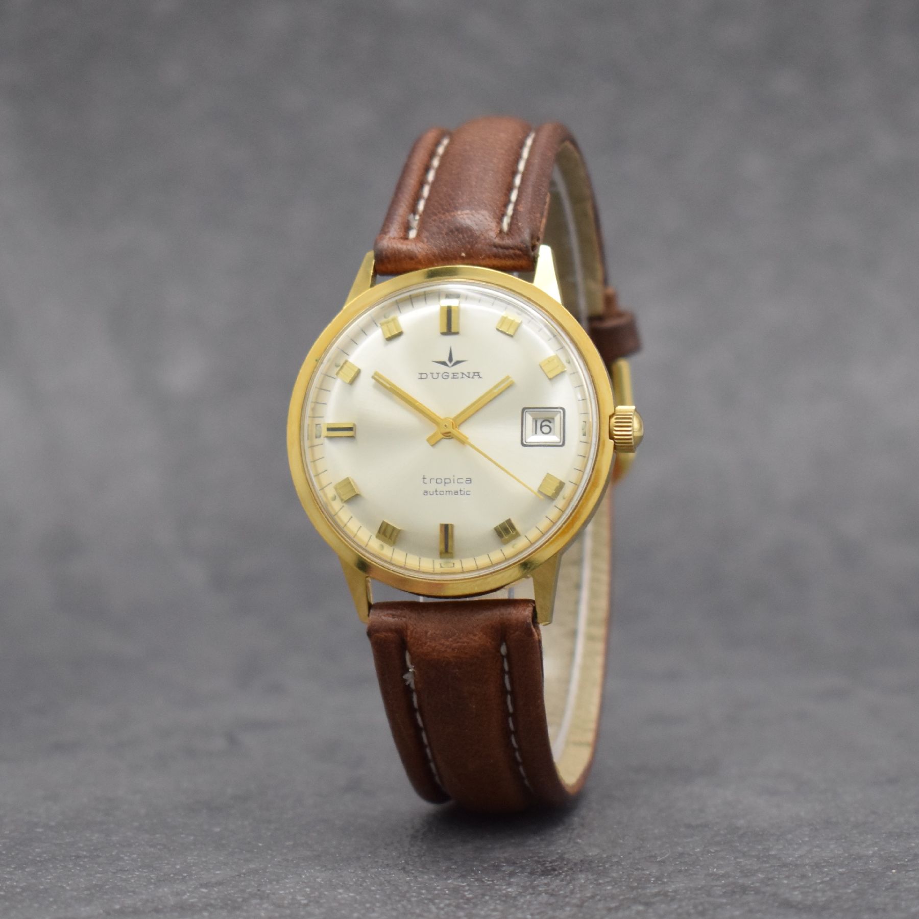 Detail b: Konvolut: 3 DUGENA Armbanduhren Serie Tropica, Schweiz 1970er Jahre, all Automatik, 1 x verchromt an neutr. Stahlband, Edelstahlboden aufgedr., Kal. ...