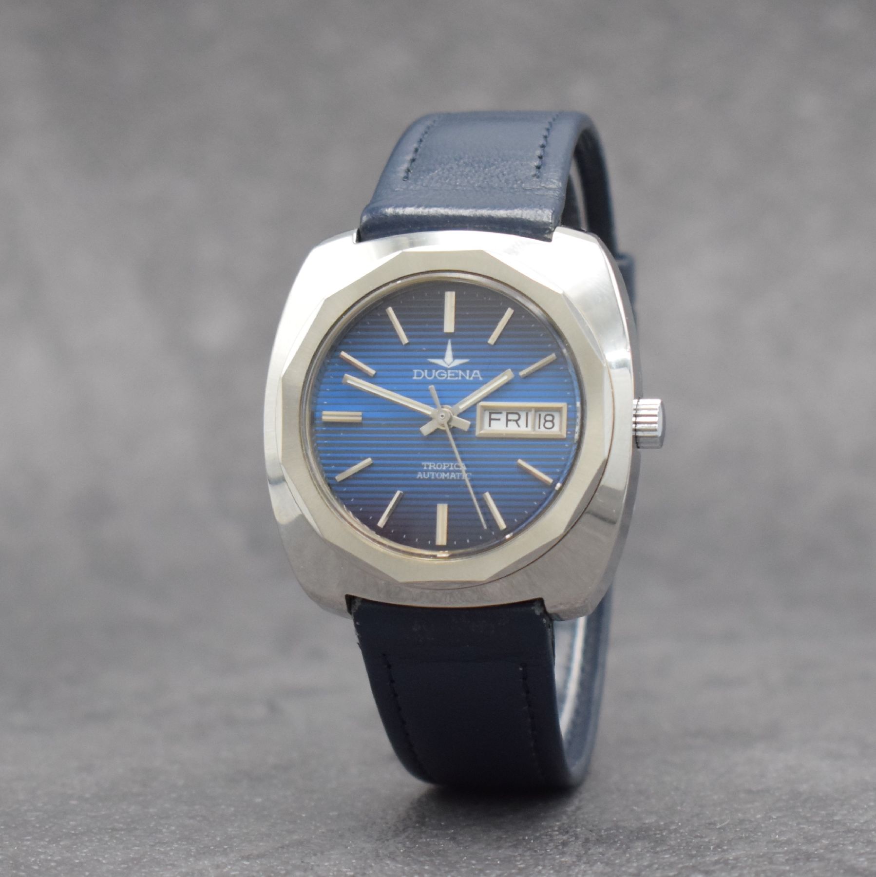 Detail g: Konvolut: 3 DUGENA Armbanduhren Serie Tropica, Schweiz 1970er Jahre, all Automatik, 1 x verchromt an neutr. Stahlband, Edelstahlboden aufgedr., Kal. ...