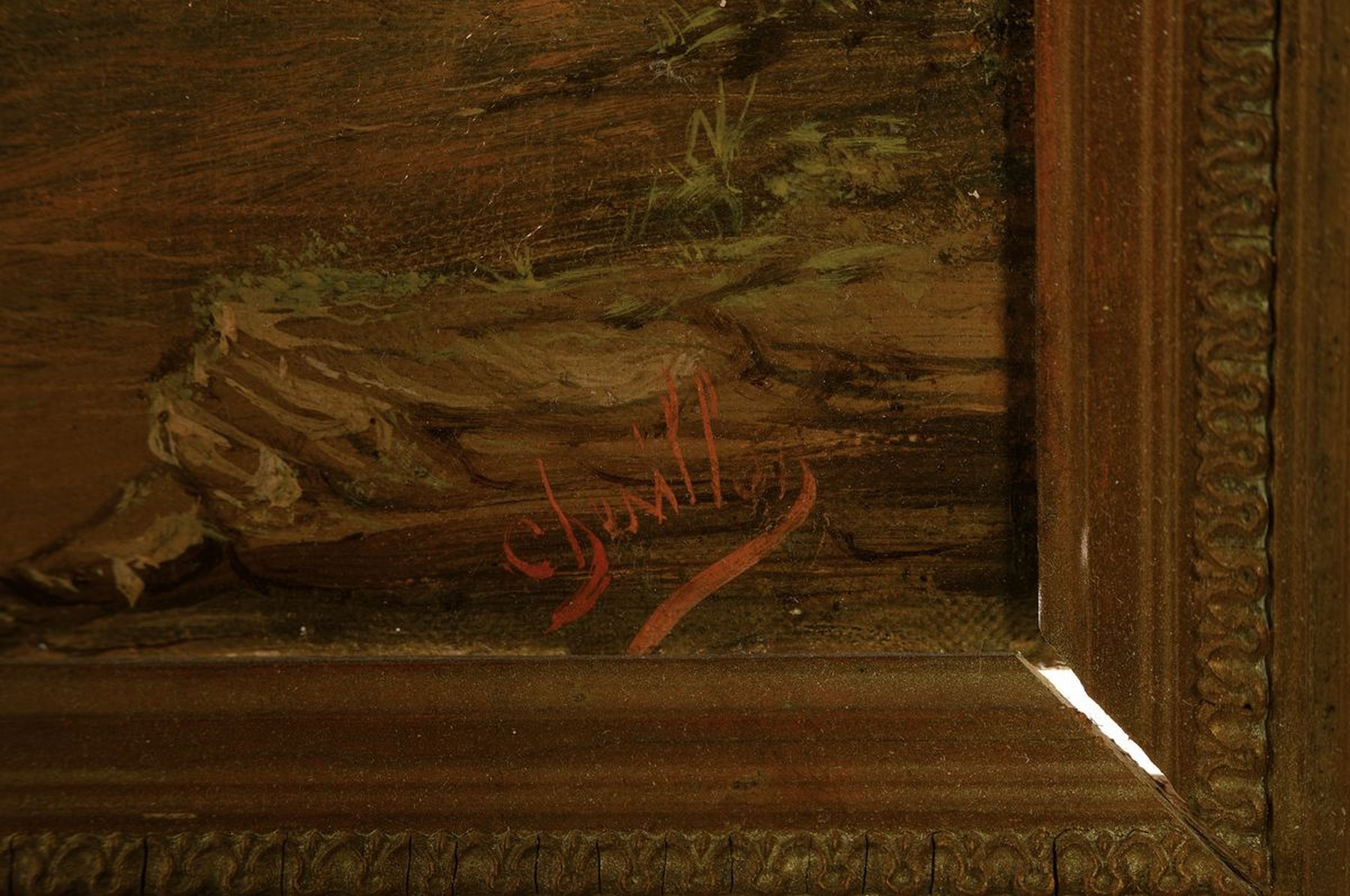 Detail a: Unbekannter Künstler, 2. Hälfte 19. Jh., Bauernhaus an der Küste, Öl/Lwd, rechts unten unleserlich signiert, ca. 38x55cm, R. ca. 55x87cm