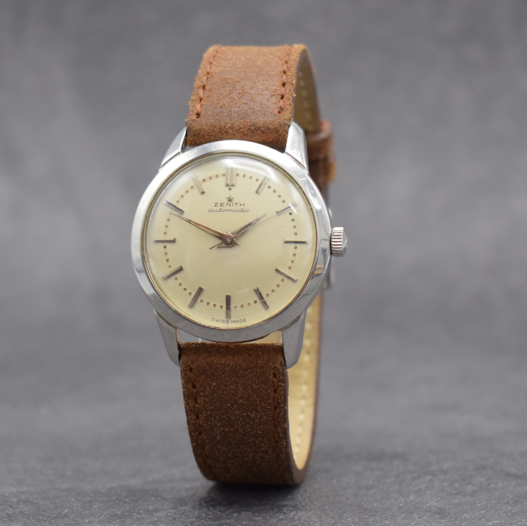 Detail b: ZENITH Herrenarmbanduhr mit original Etui, Garantieschein & Beschreibung Kal. 133.8, Schweiz verk. lt. G.-Schein 03/1956, Hammerautomatik, ...