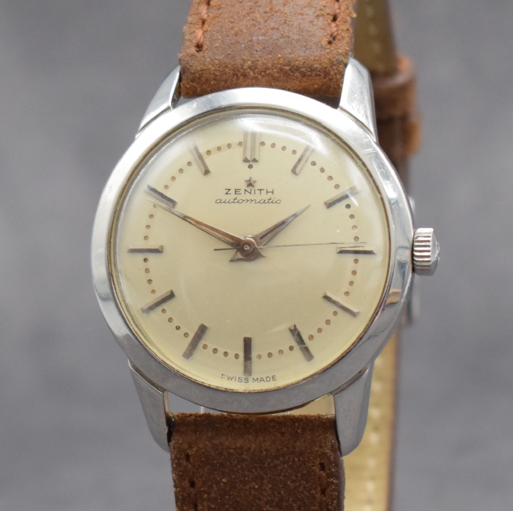 Detail c: ZENITH Herrenarmbanduhr mit original Etui, Garantieschein & Beschreibung Kal. 133.8, Schweiz verk. lt. G.-Schein 03/1956, Hammerautomatik, ...