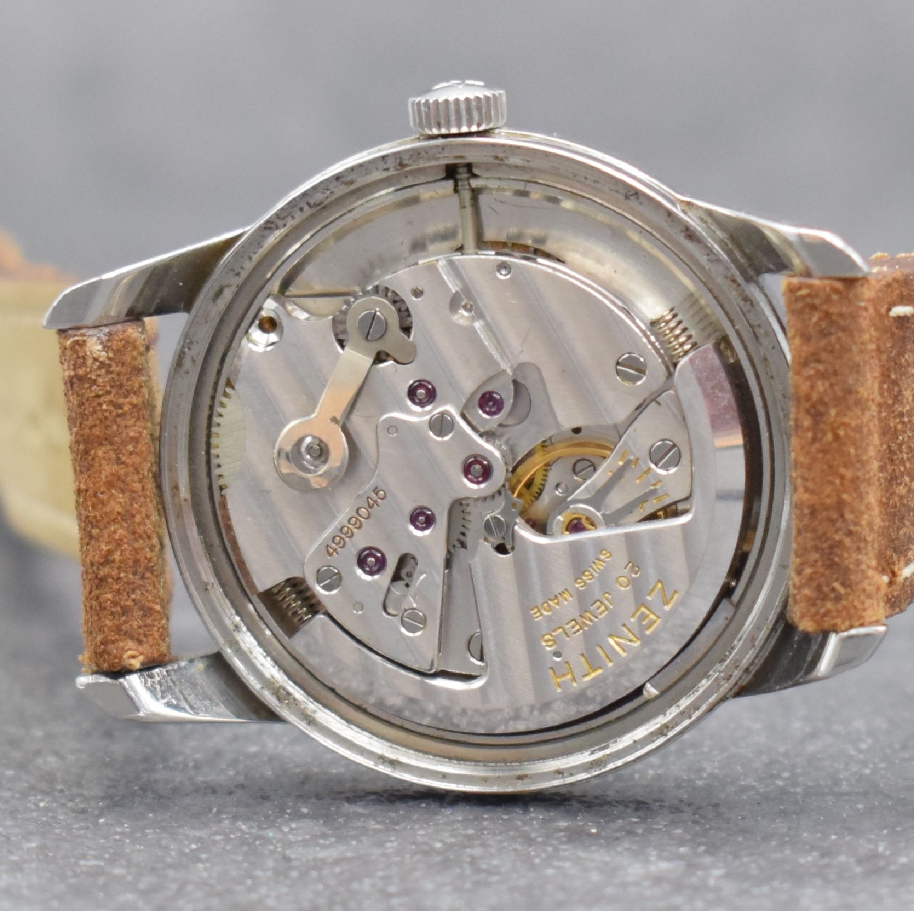 Detail g: ZENITH Herrenarmbanduhr mit original Etui, Garantieschein & Beschreibung Kal. 133.8, Schweiz verk. lt. G.-Schein 03/1956, Hammerautomatik, ...